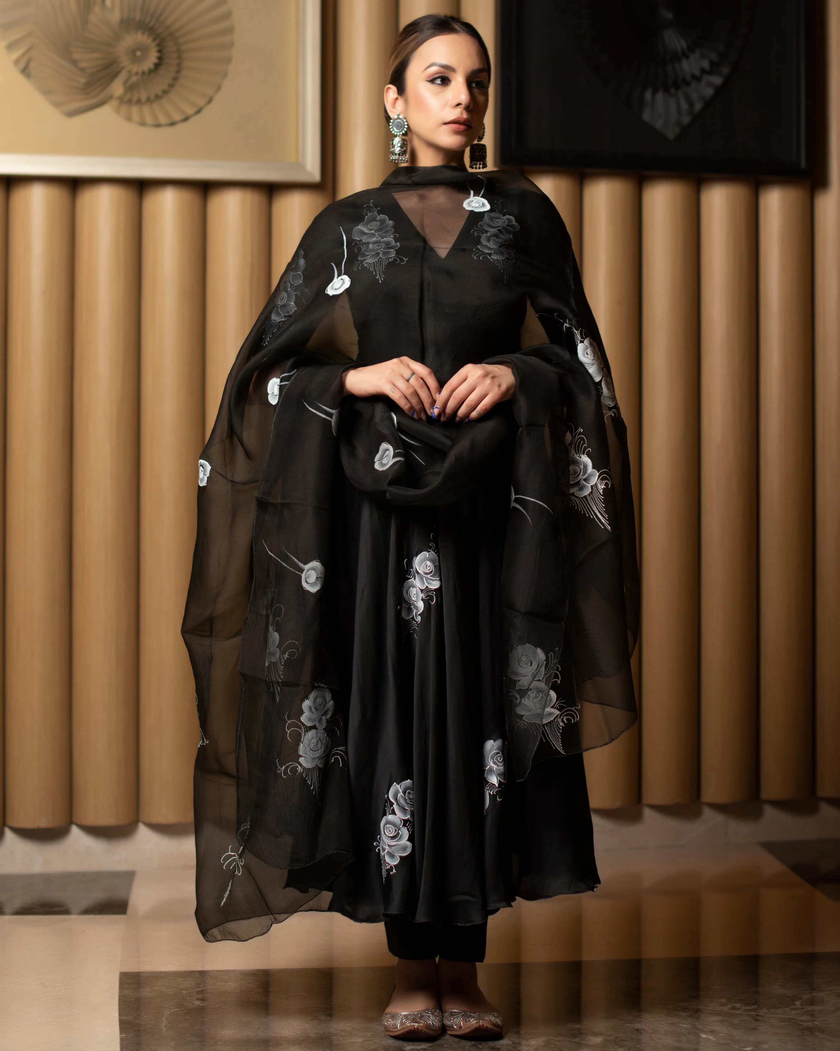 Leather Black Handpainted Suit Set - Image 4