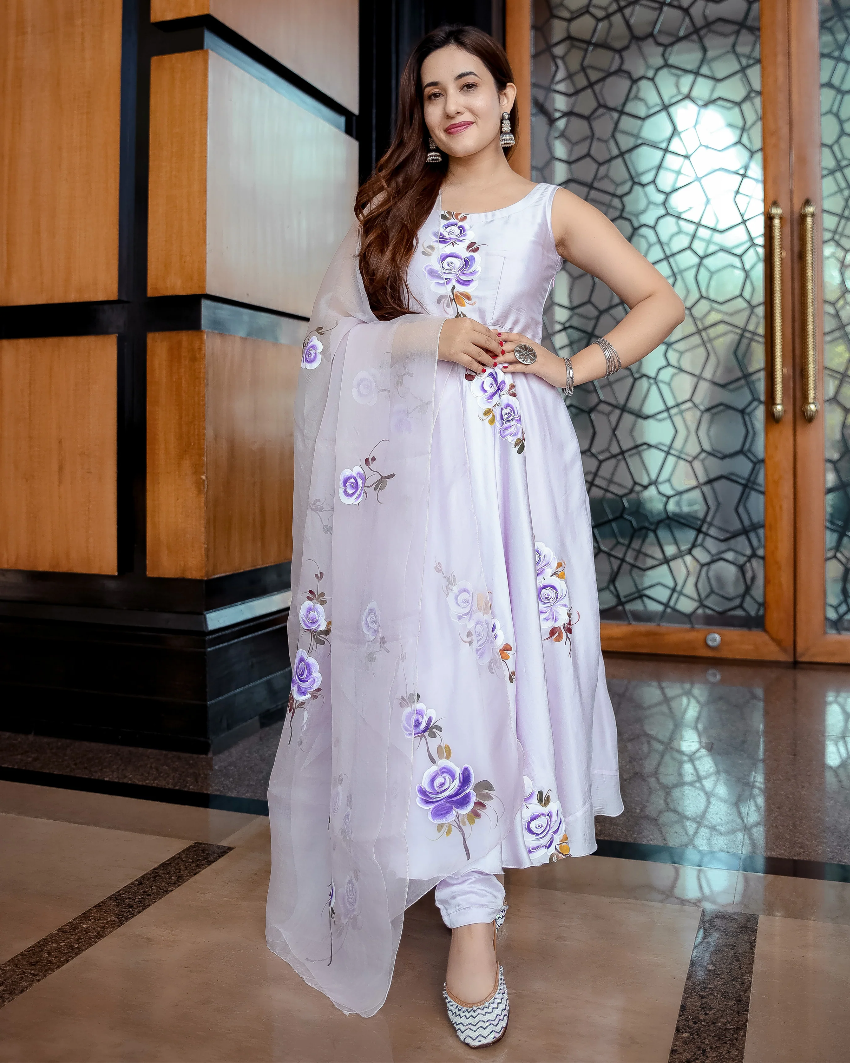 Lilac Orchid Handpainted Suit Set - Image 6