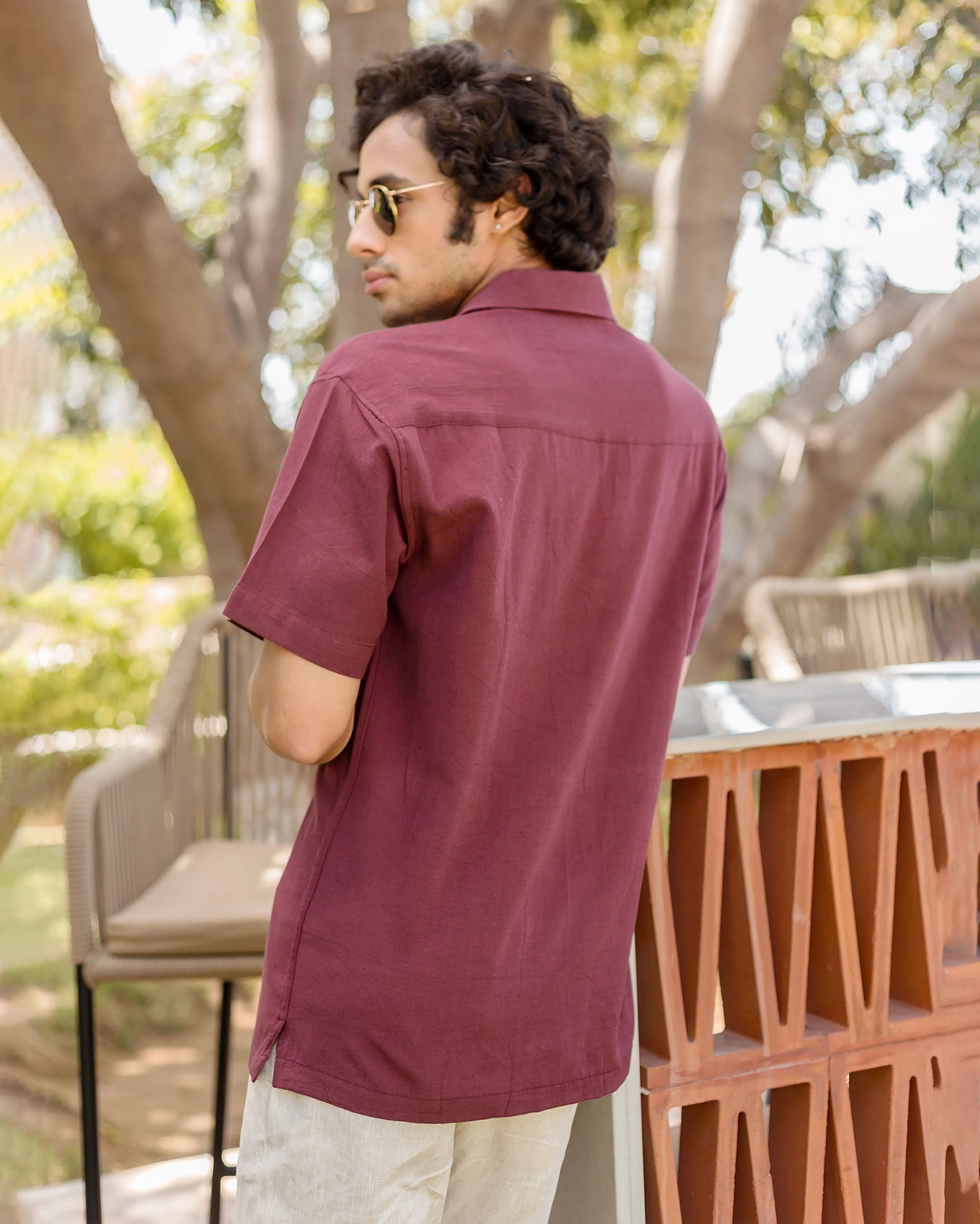 Logan Brown Embroidered Slub Shirt - Image 8