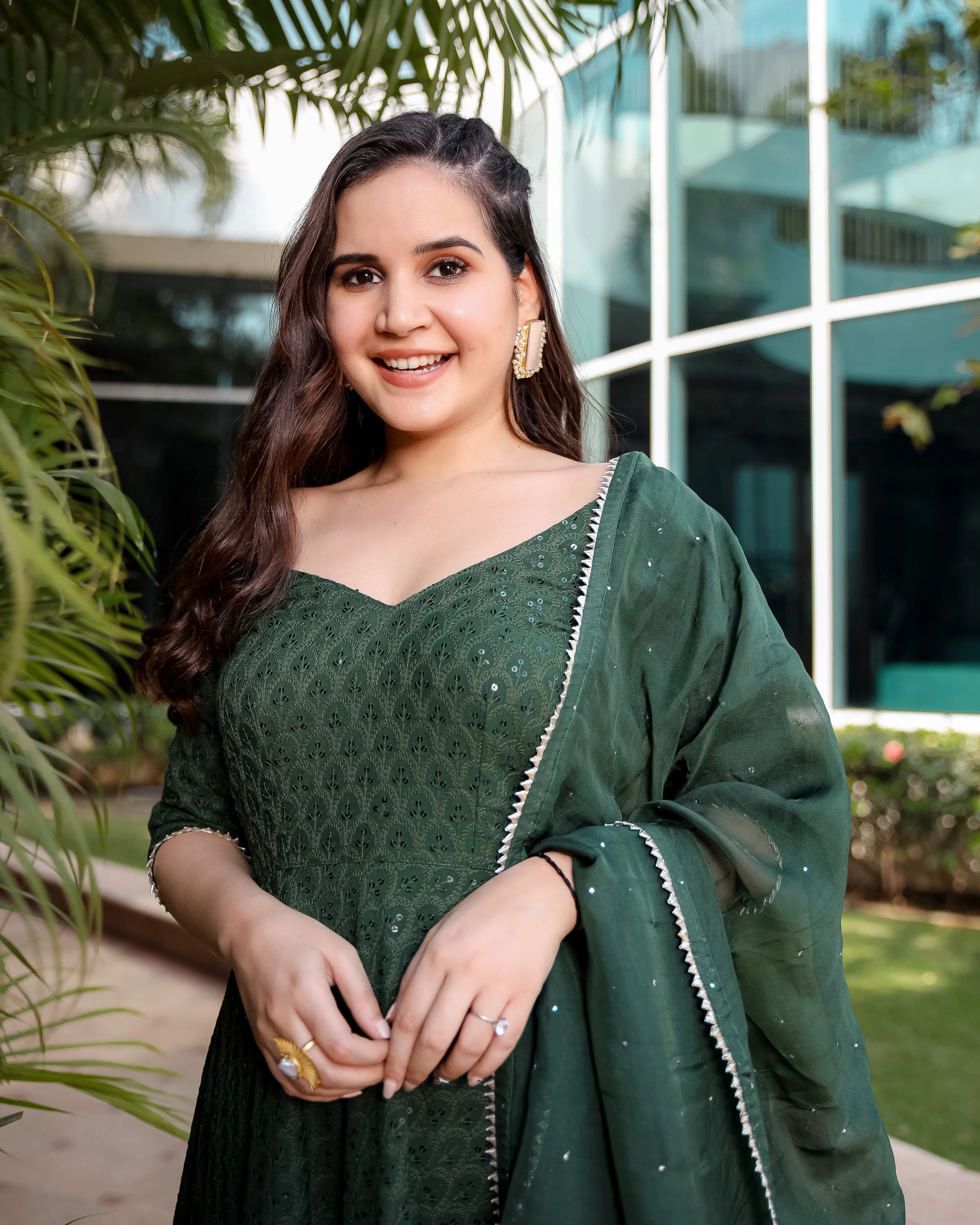 Majestic Green Chikankari Sharara Set - Image 6
