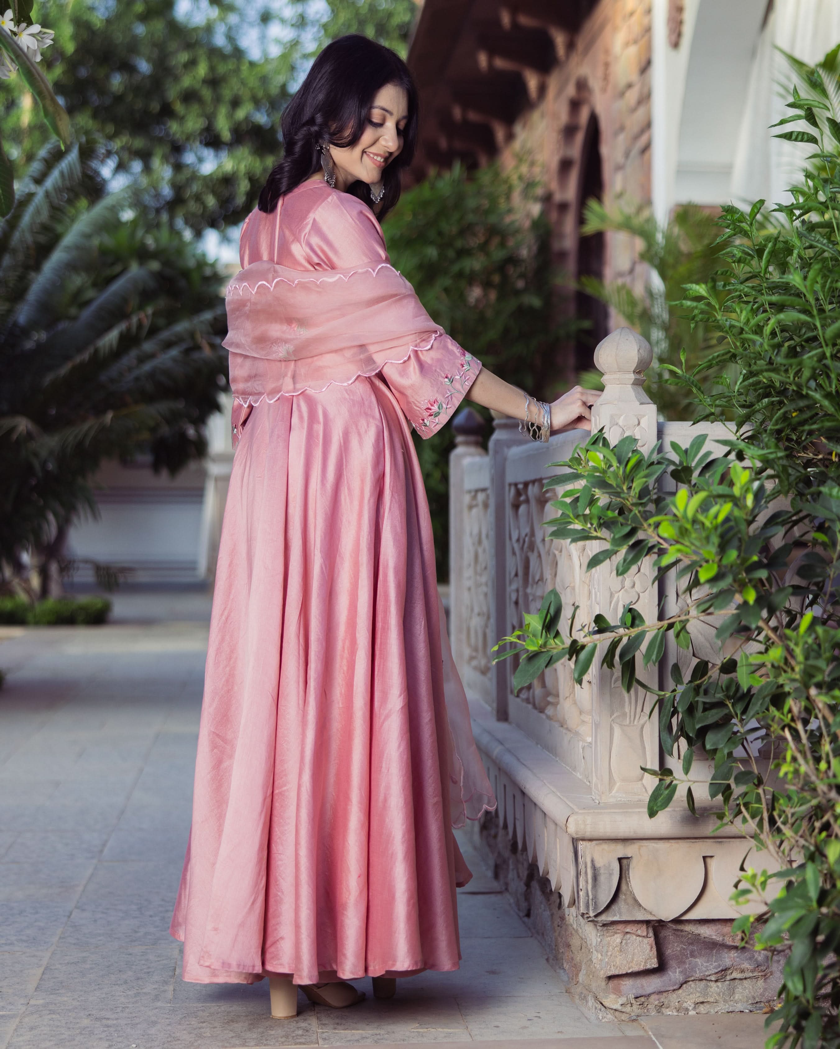 Mallow Mauve Embroidered Chanderi Suit Set - Image 7