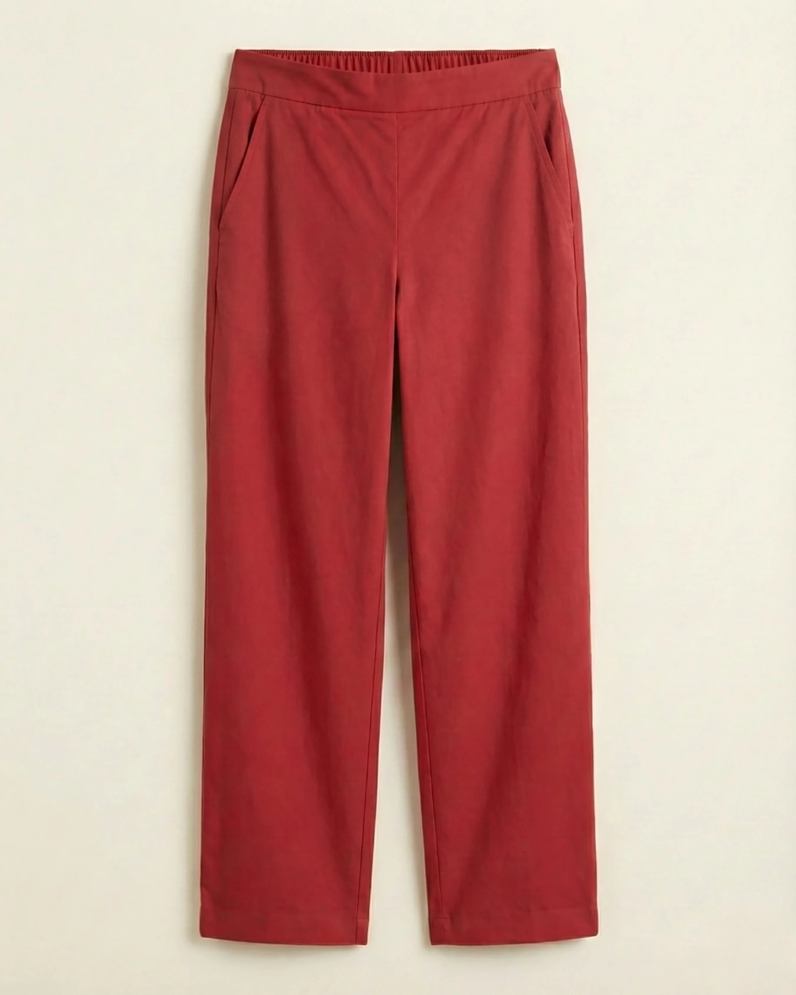 Maria Red Cotton Straight Pants - Image 3