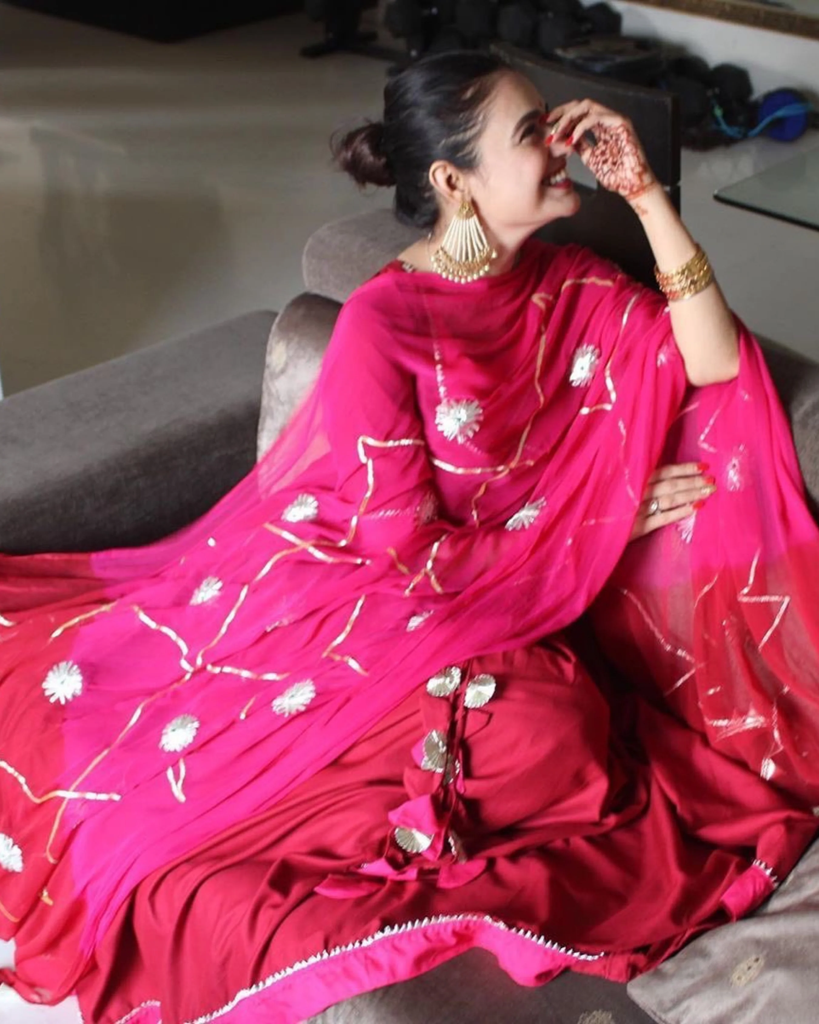 Maroon Pink Gotapatti Suit Set - Image 4