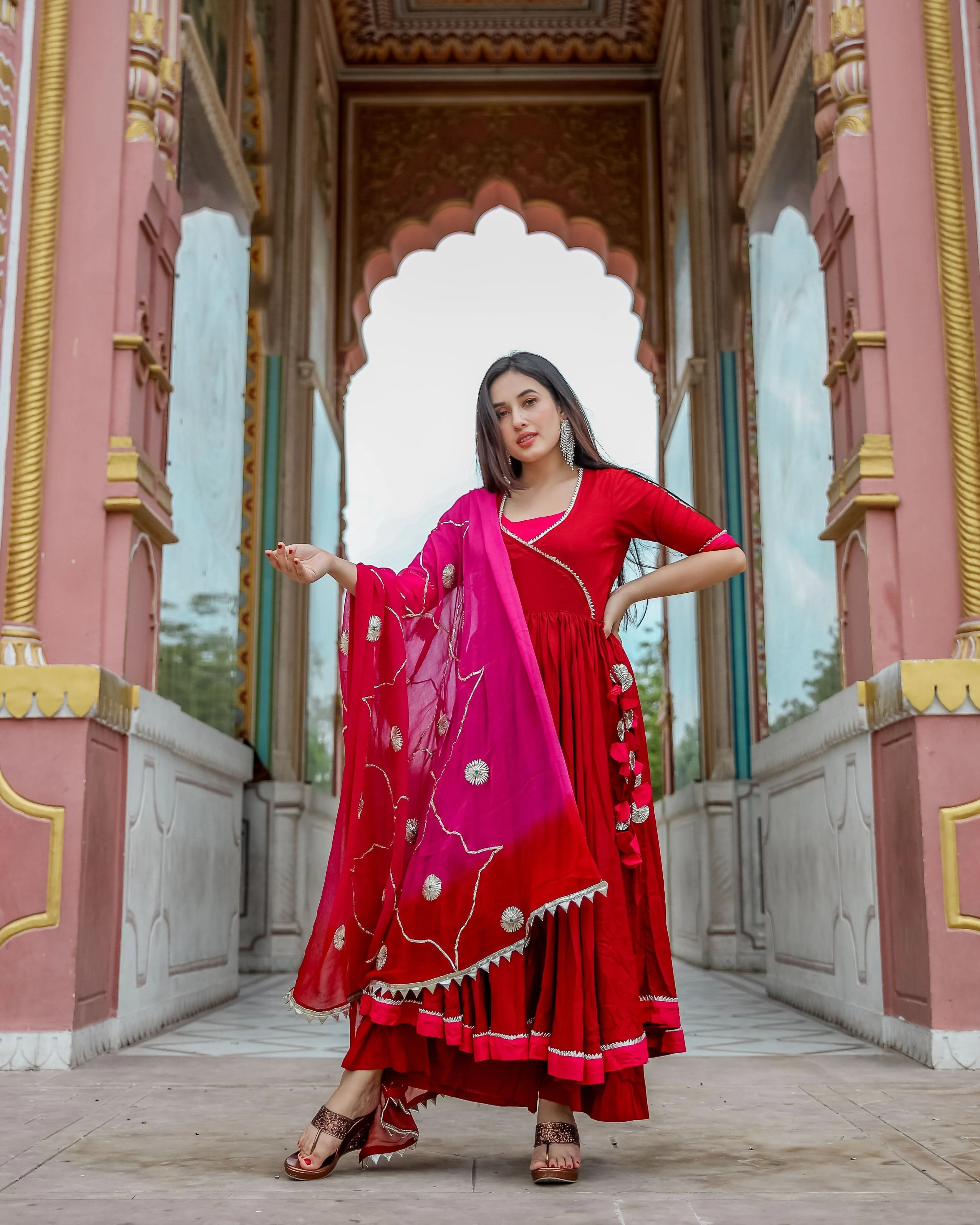 Maroon Pink Gotapatti Suit Set - Image 6
