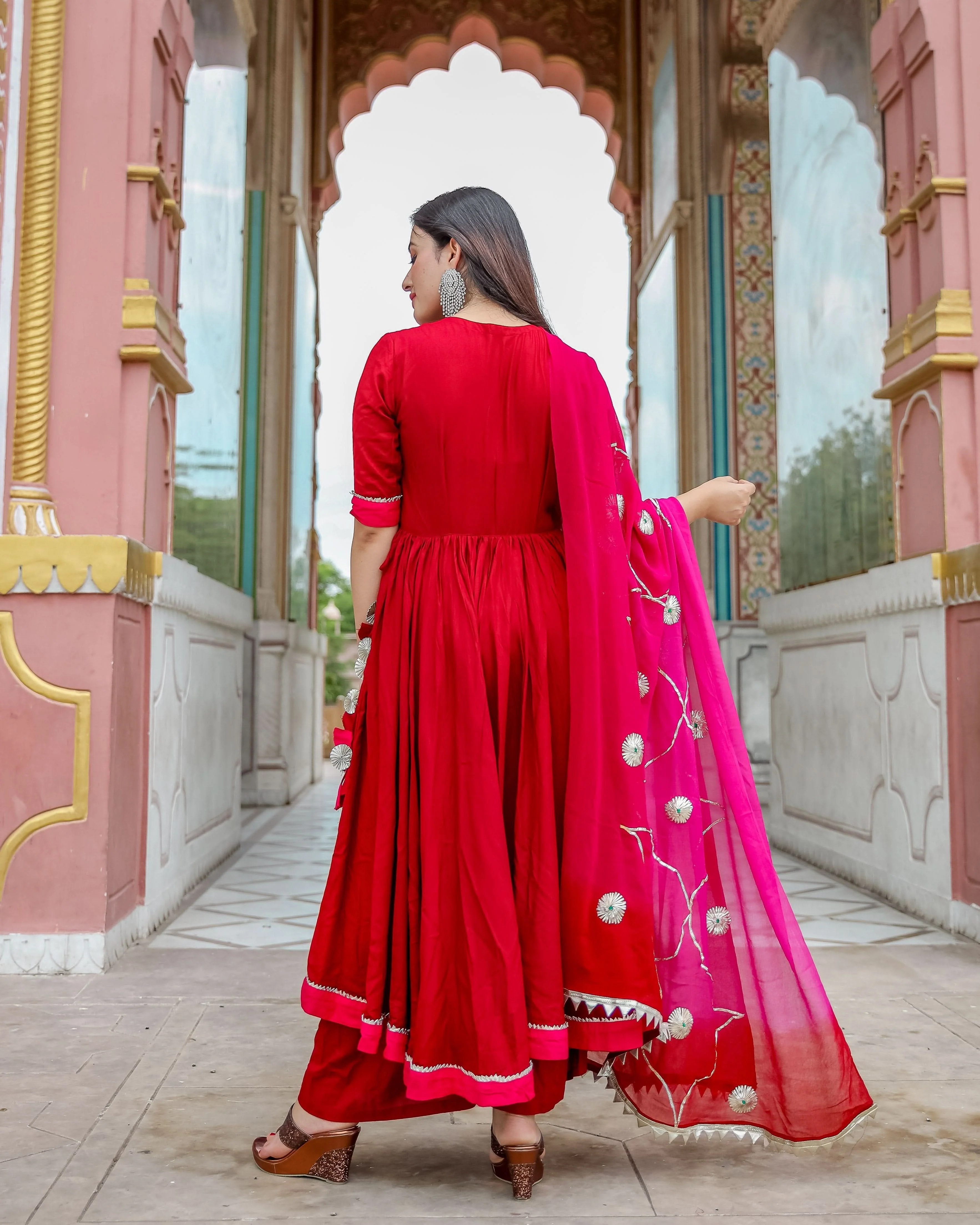 Maroon Pink Gotapatti Suit Set - Image 9