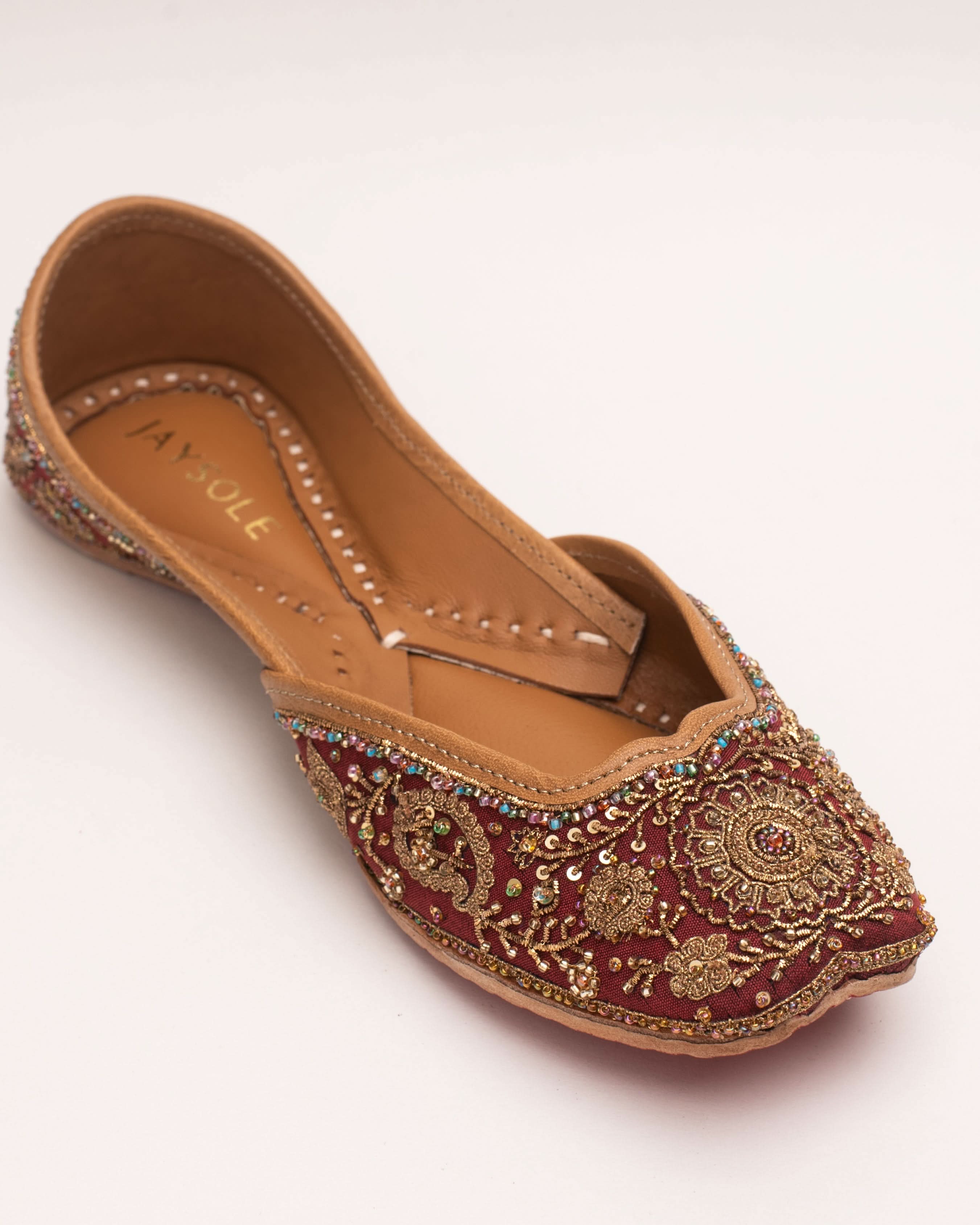 Marwa Maroon Handcrafted Jutti - Image 7
