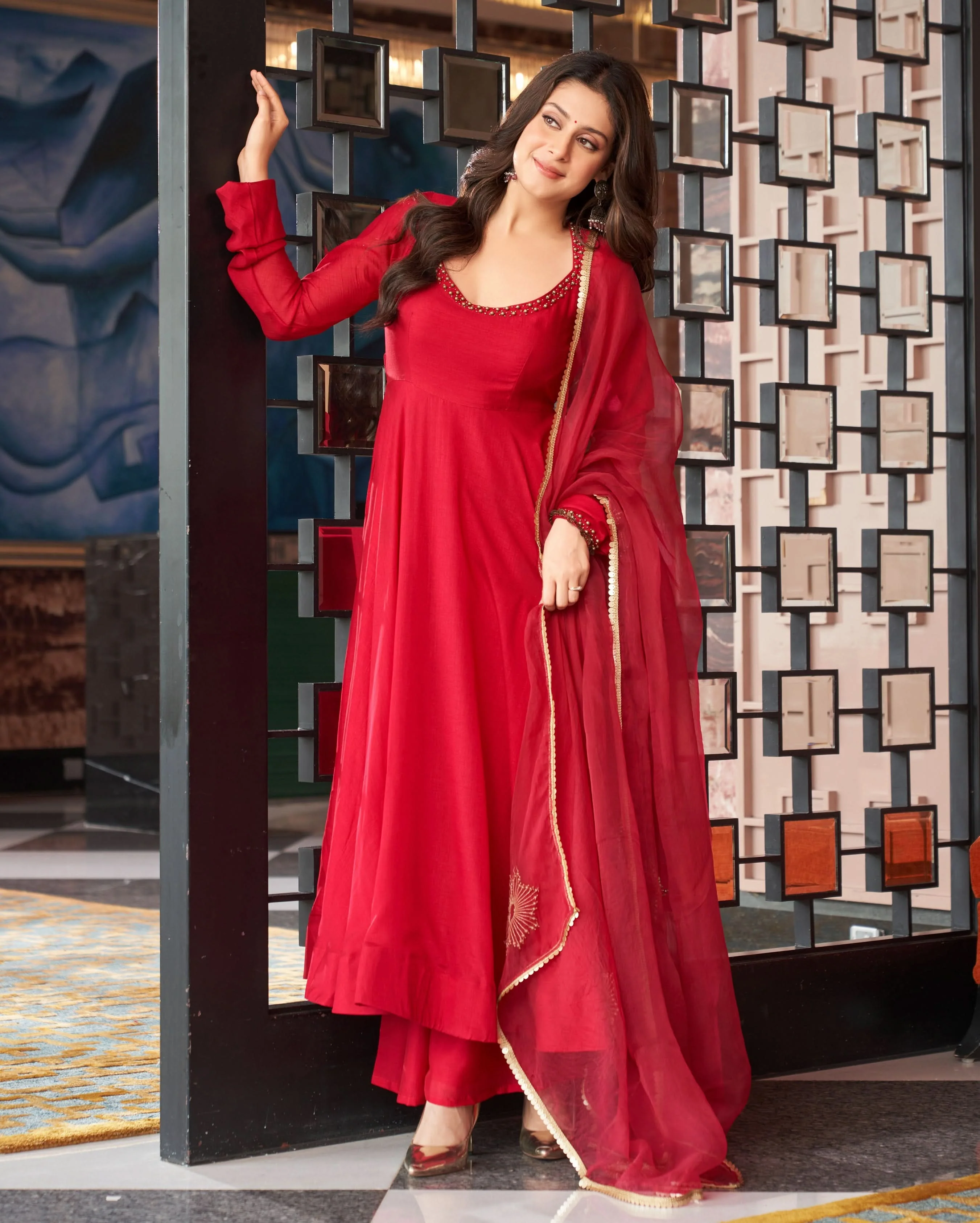 Marya Red Embroidered Anokha Suit Set - Image 4