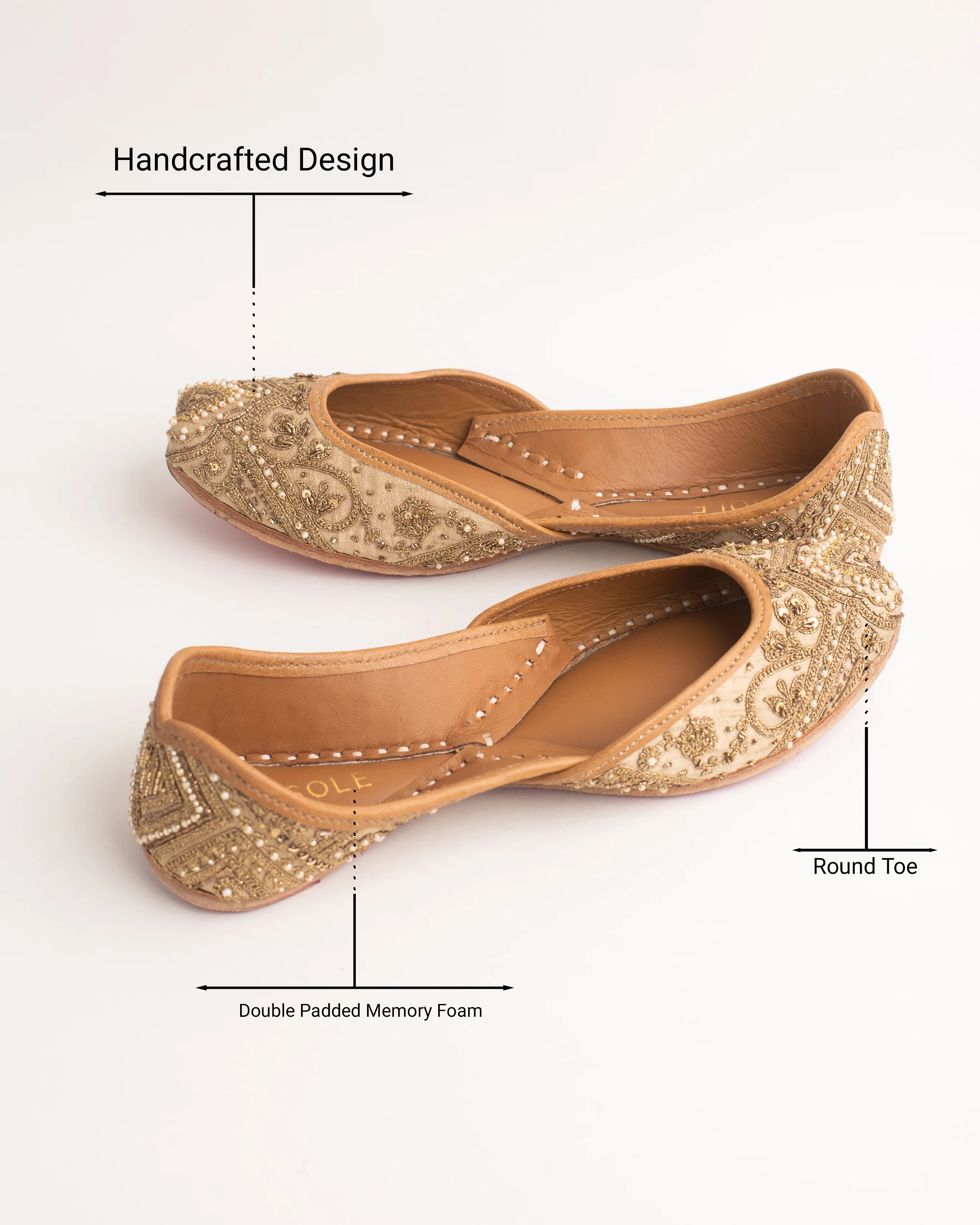 Mehru Beige Handcrafted Jutti - Image 2