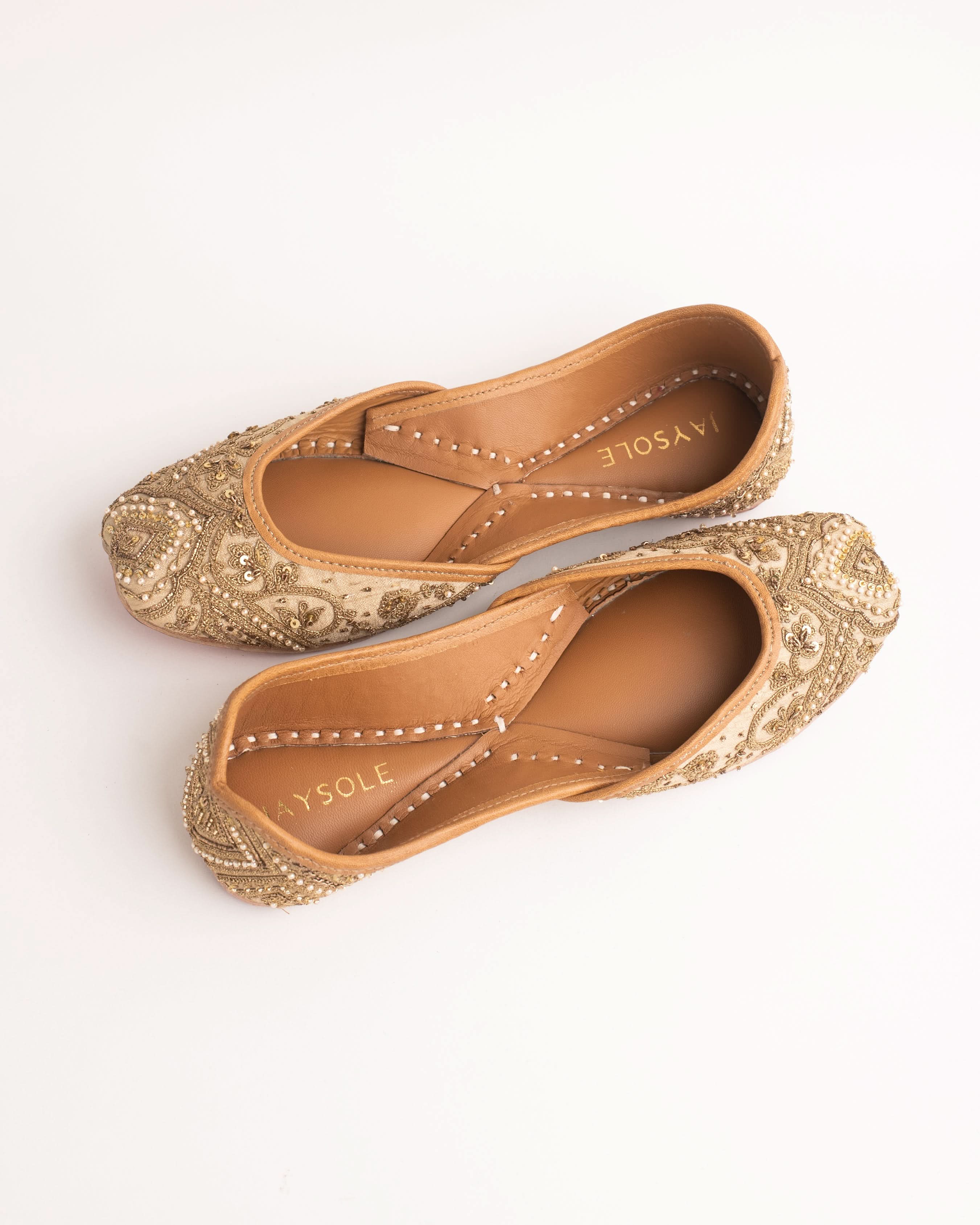 Mehru Beige Handcrafted Jutti - Image 3
