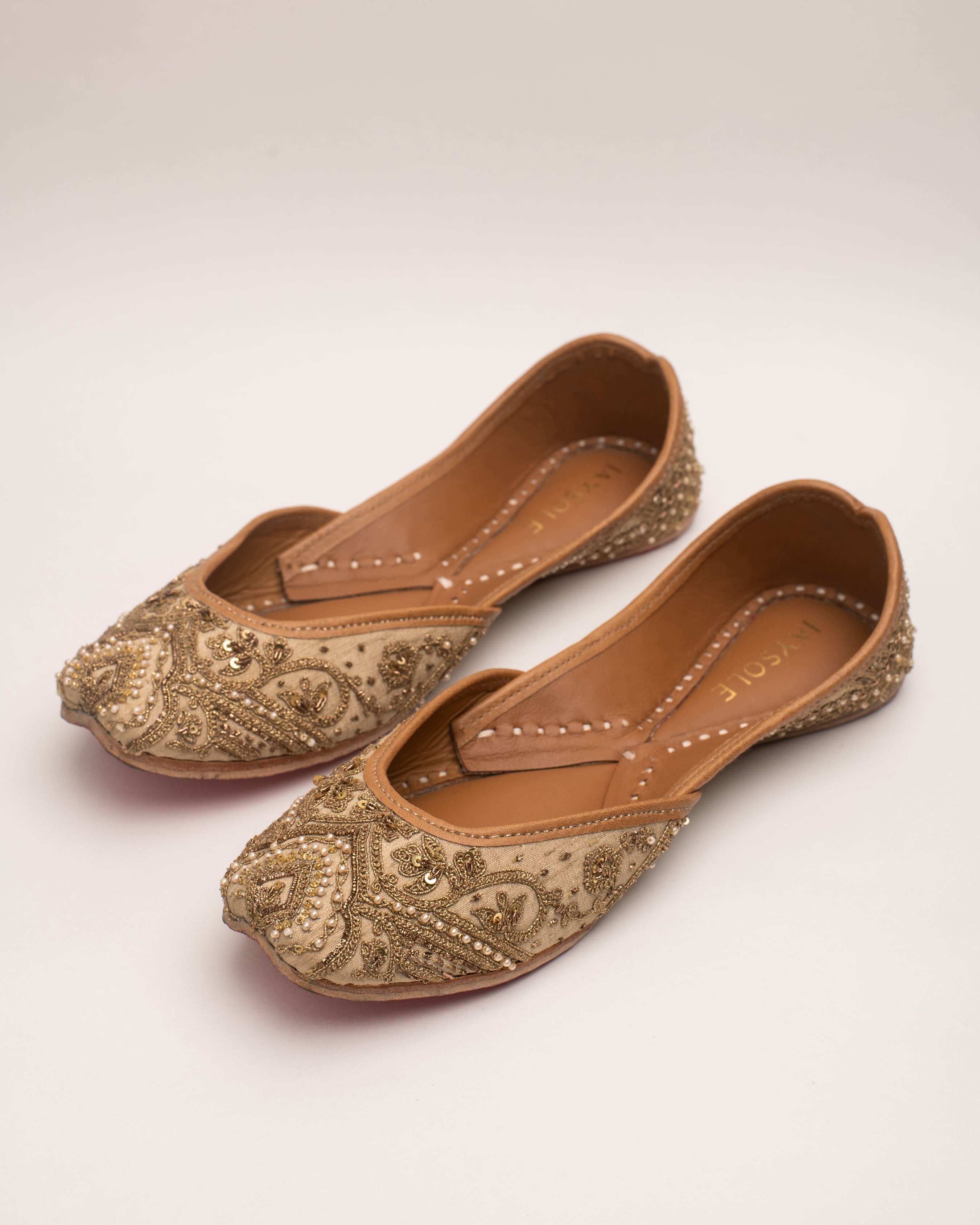 Mehru Beige Handcrafted Jutti - Image 6
