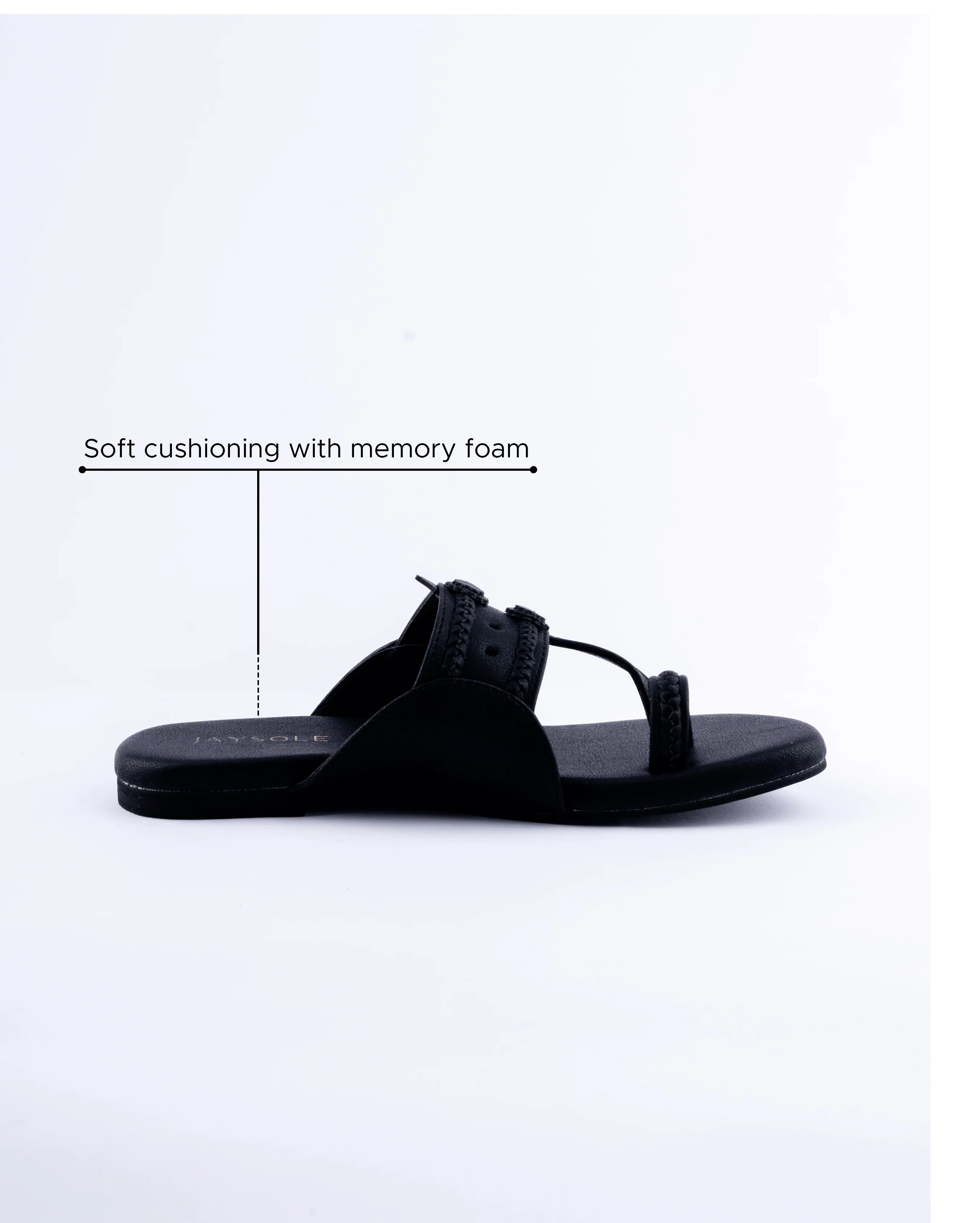 Melanie Black Solid Kolha Flats - Image 4