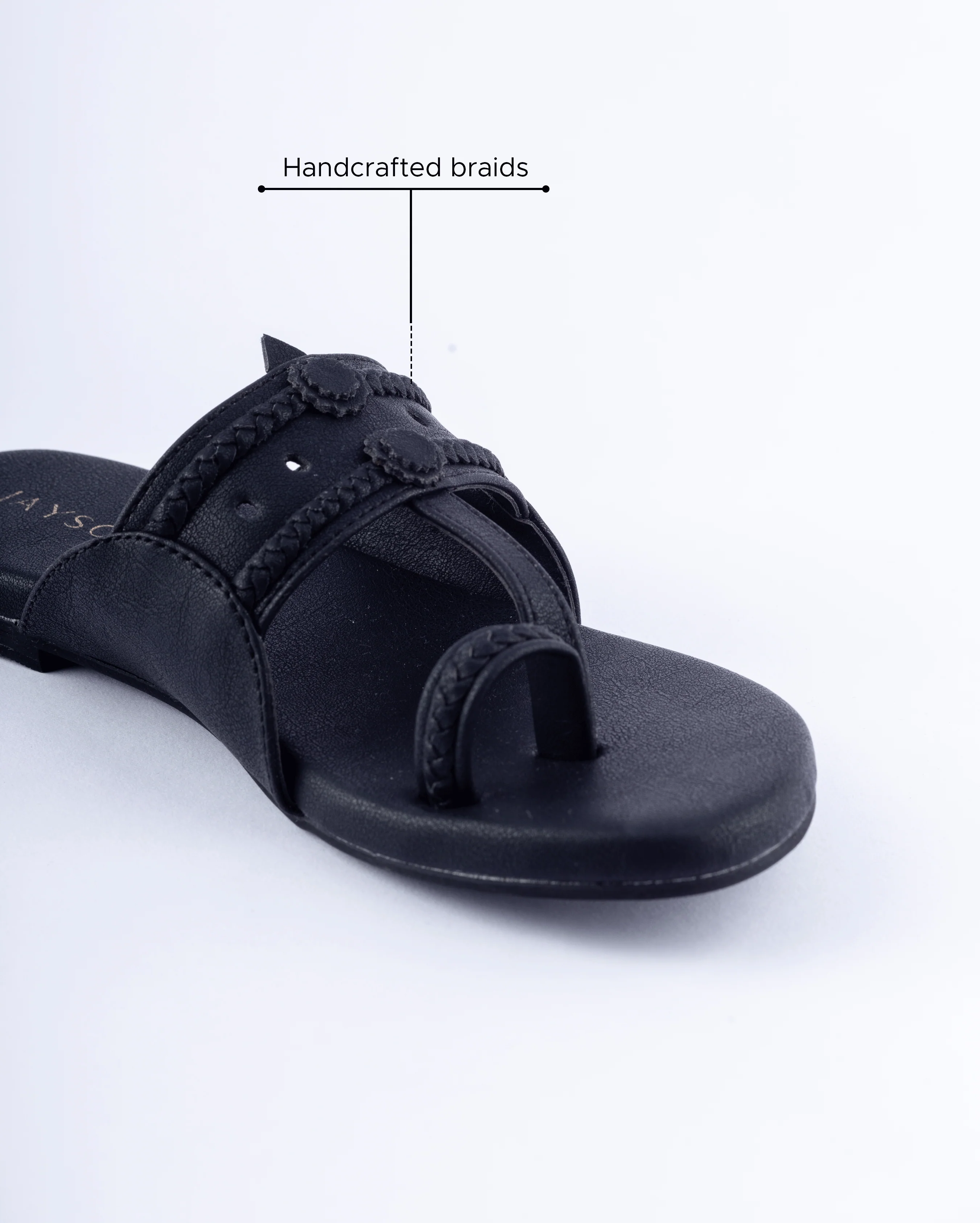 Melanie Black Solid Kolha Flats - Image 5