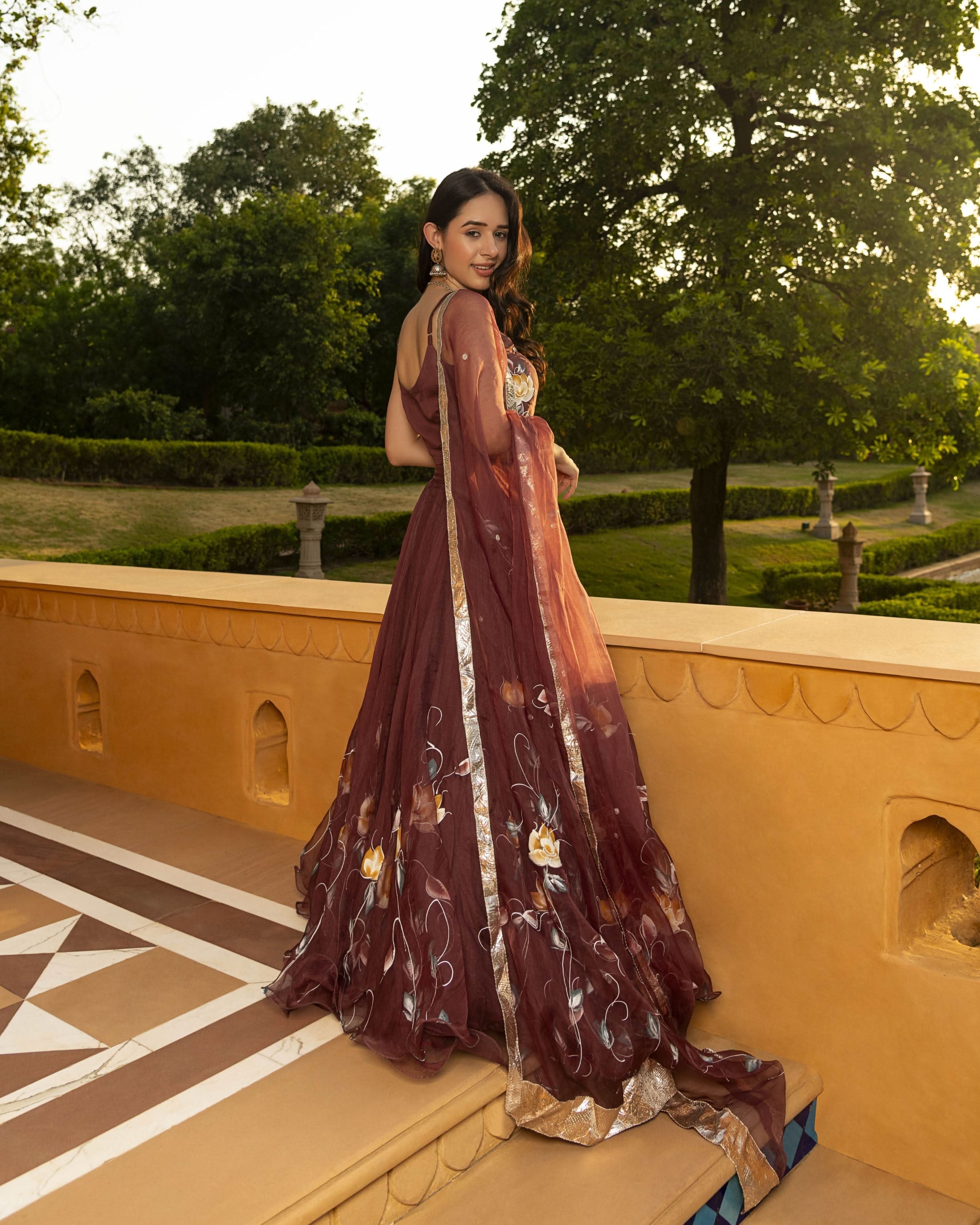 Mifra Handpainted Organza Lehenga Set - Image 4