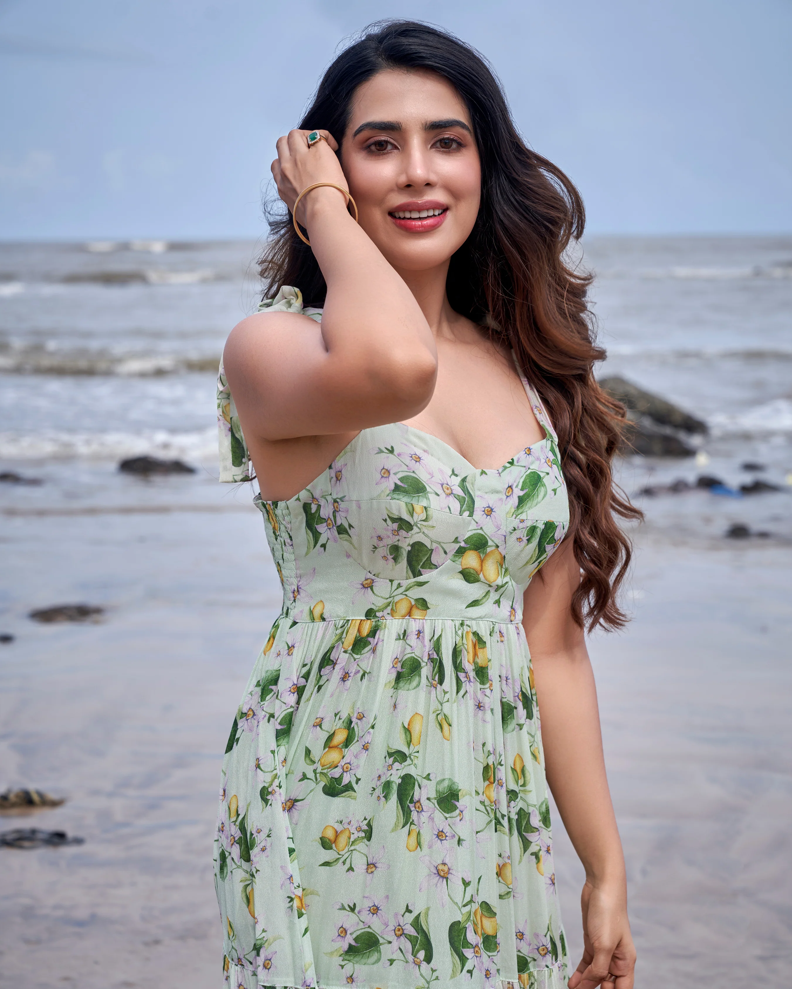 Mint Meadow Green Printed Moss Crepe Dress - Image 4