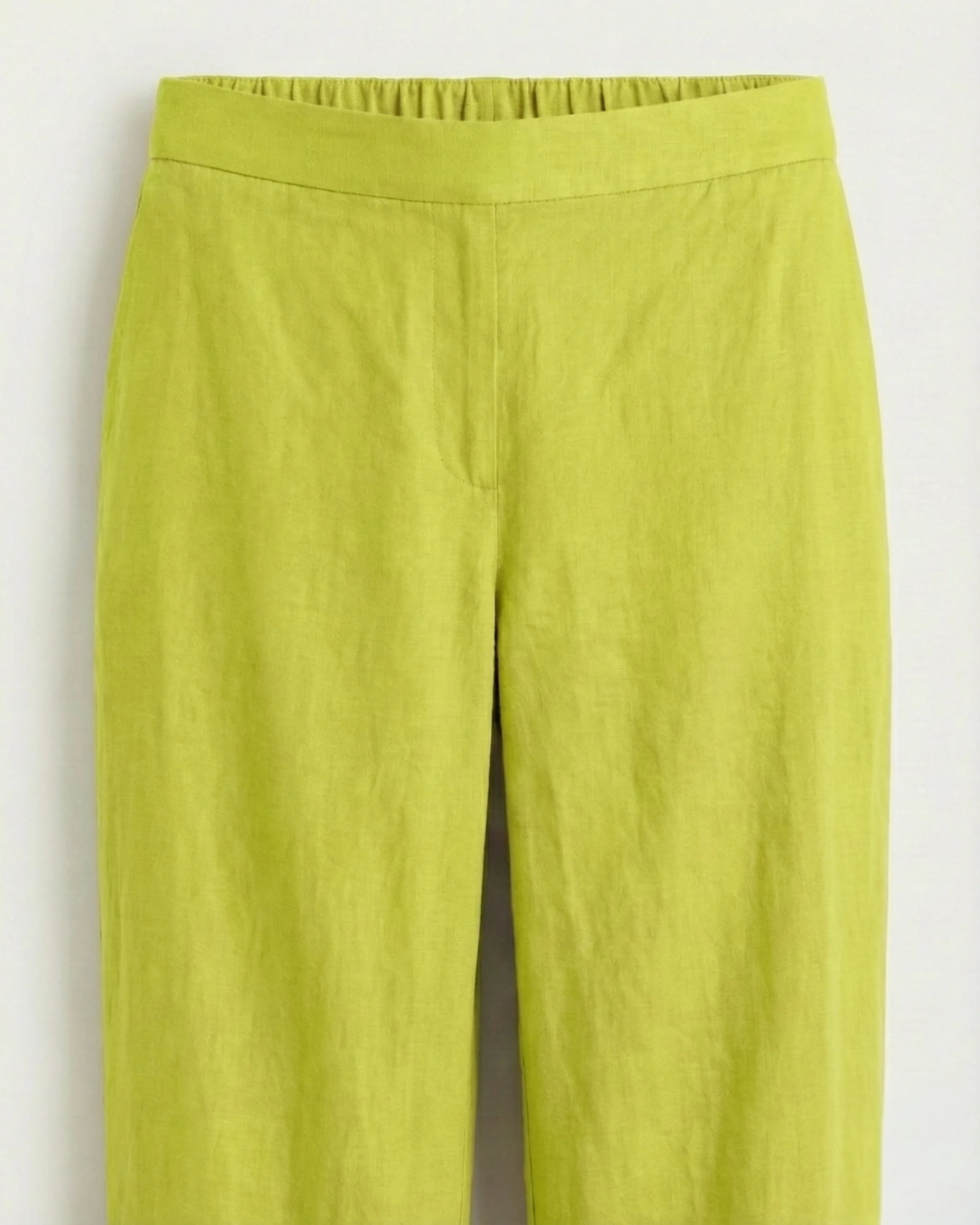 Mireya Pear Green Linen Straight Pants - Image 3