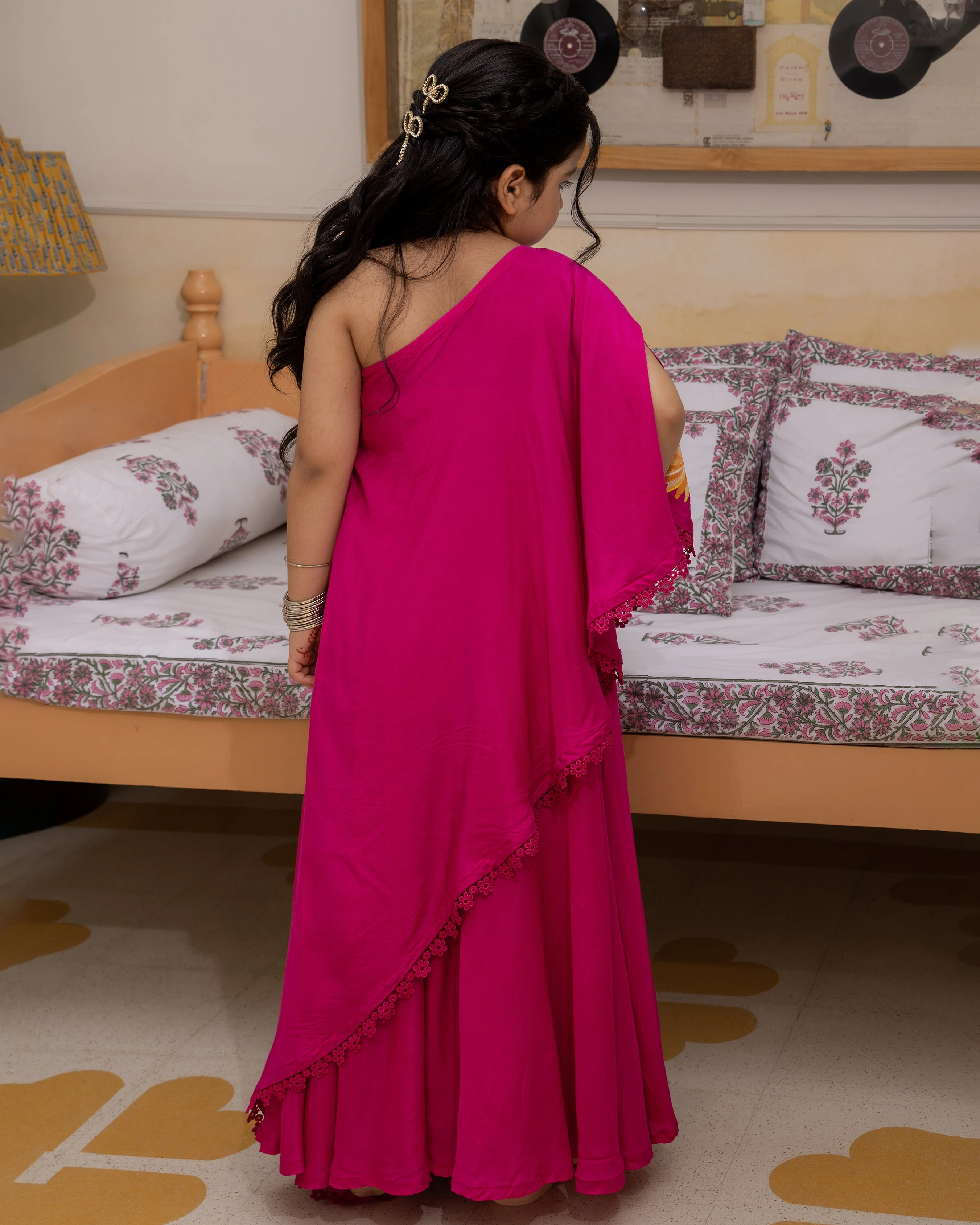 Mogra Magenta Handpainted Muslin Coord Set - Image 6