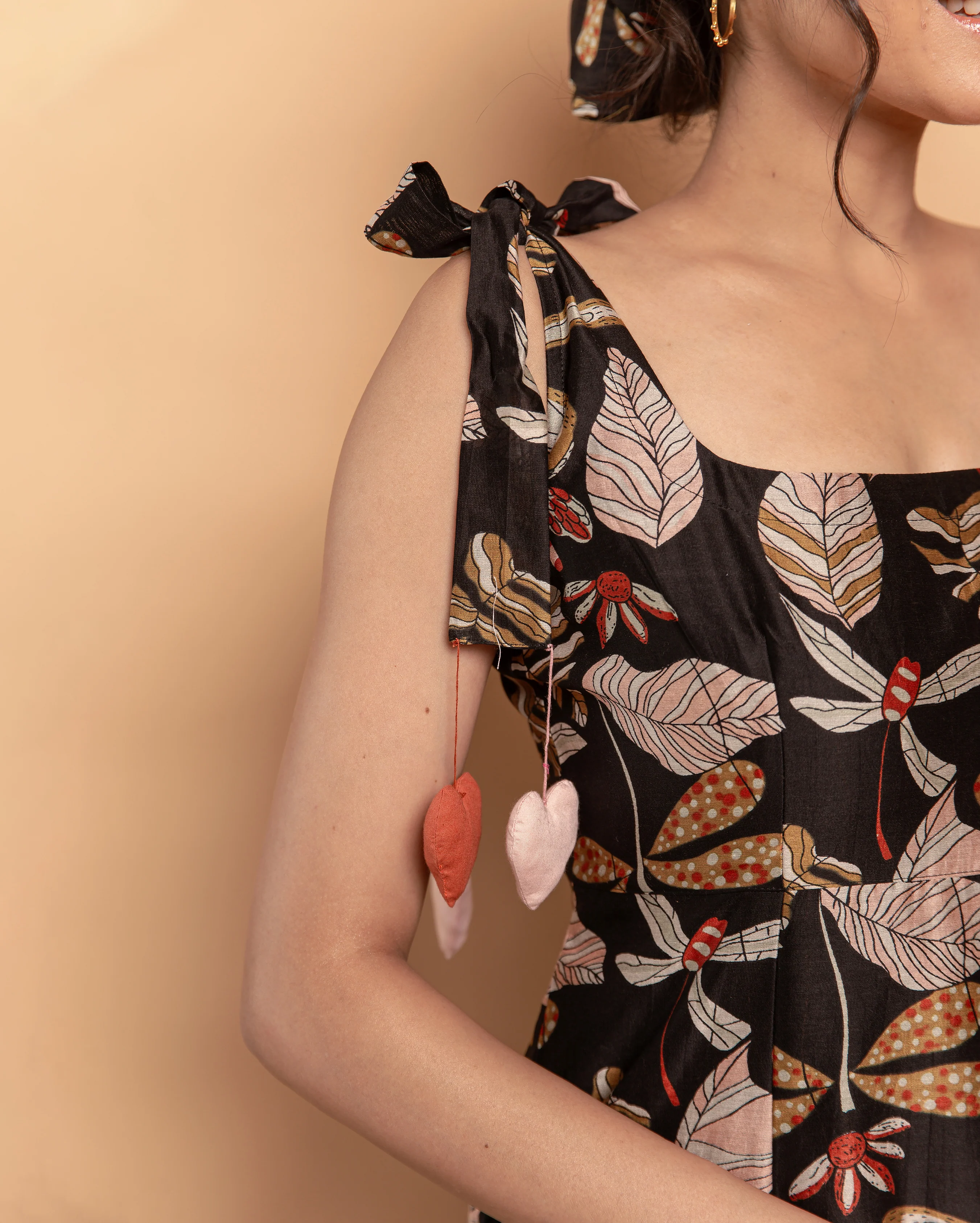 Moonlight Charm Black Cotton Printed Dress - Image 9