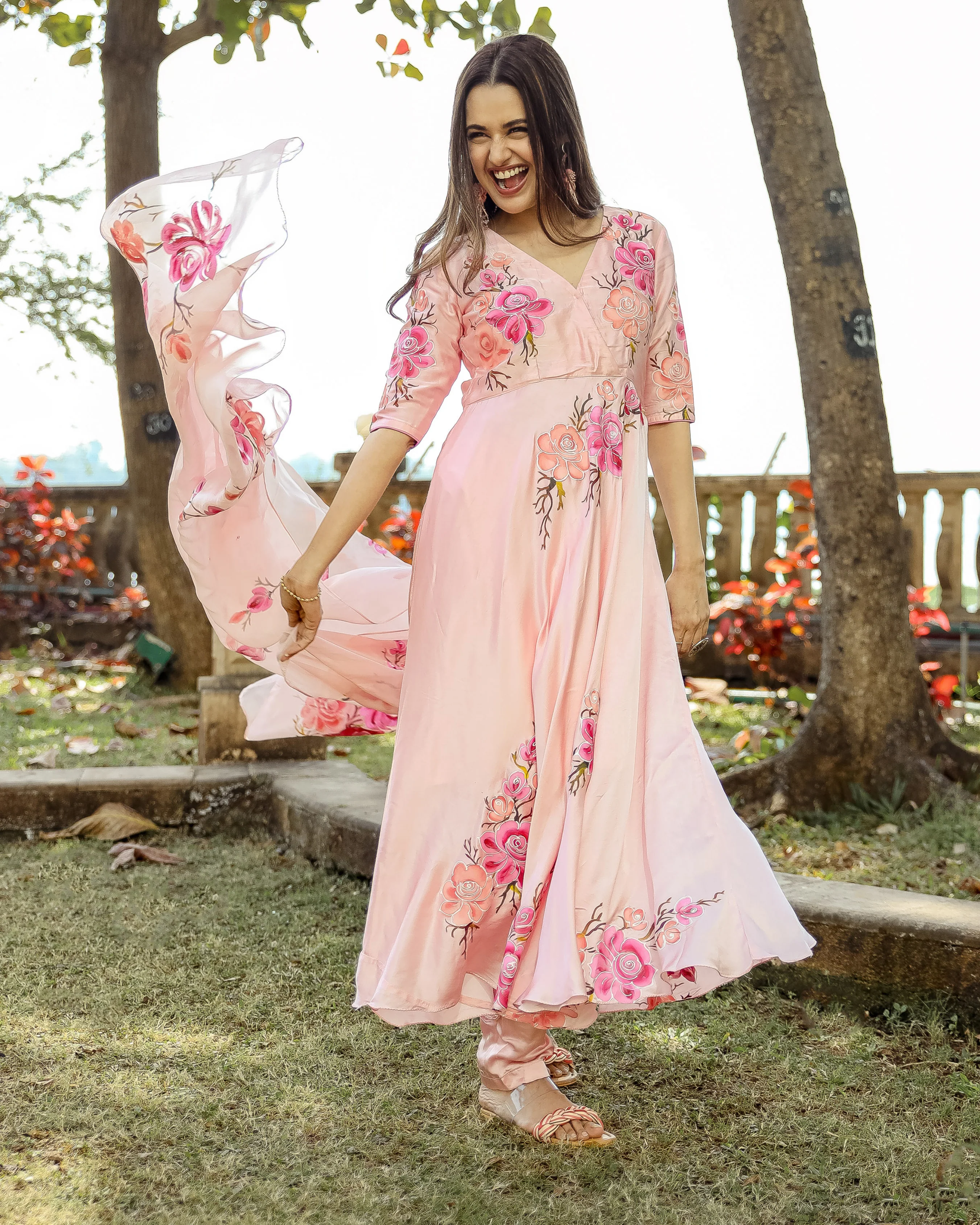 Moss Peach Handpainted Suit Set - Image 10