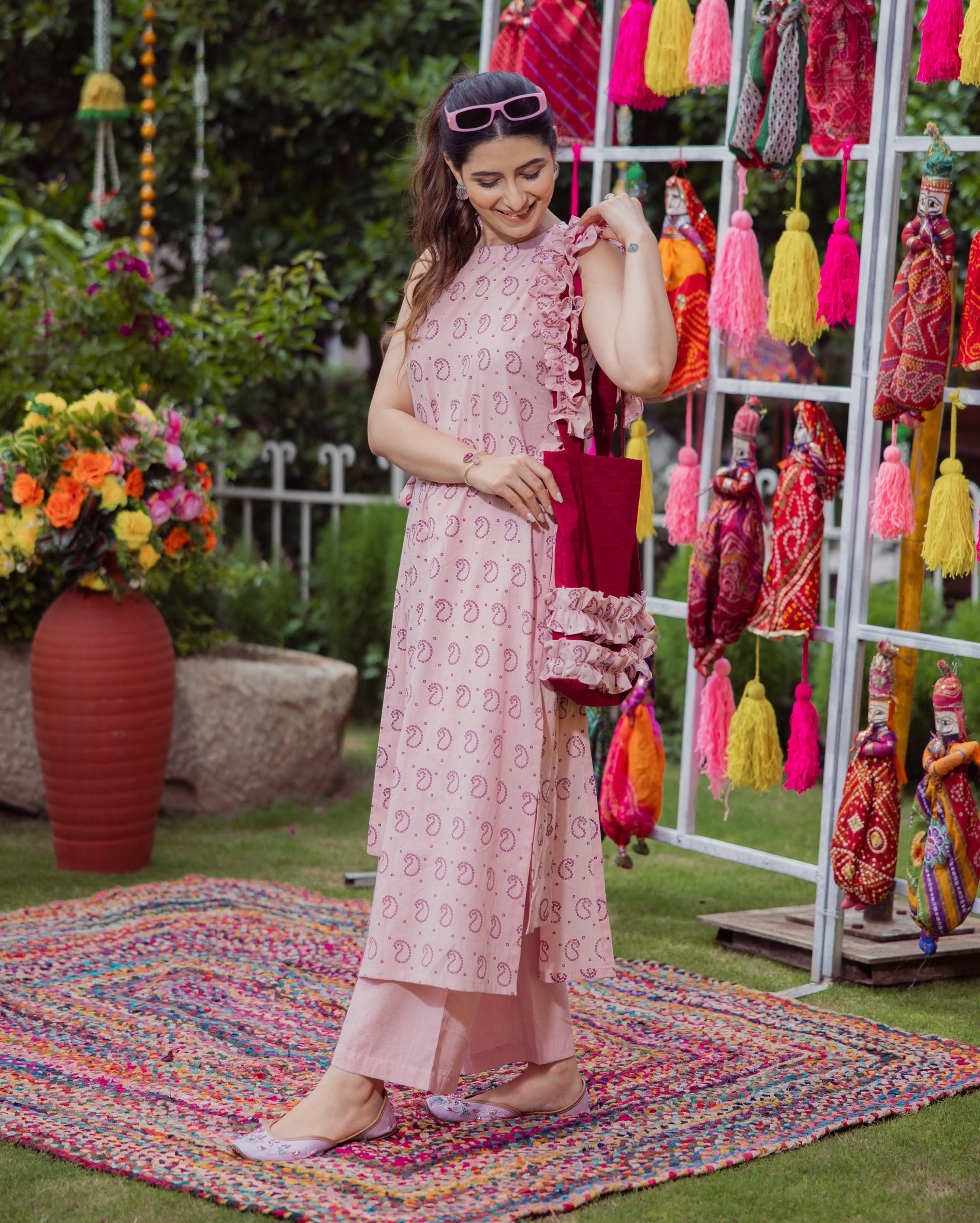 Mukti Pink Bandhani Cotton Kurta Set - Image 3