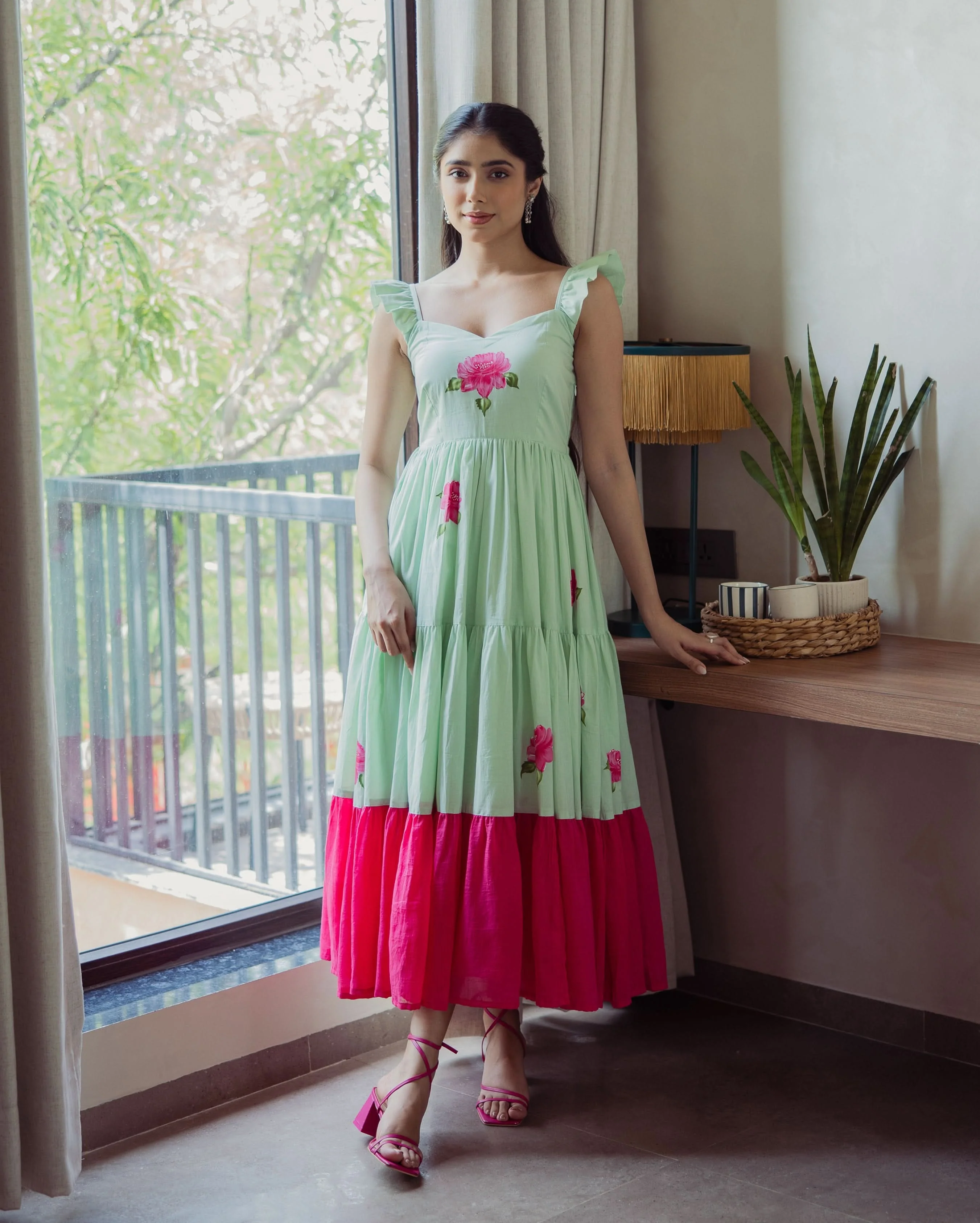 Muse Mint Handpainted Cotton Dress - Image 2