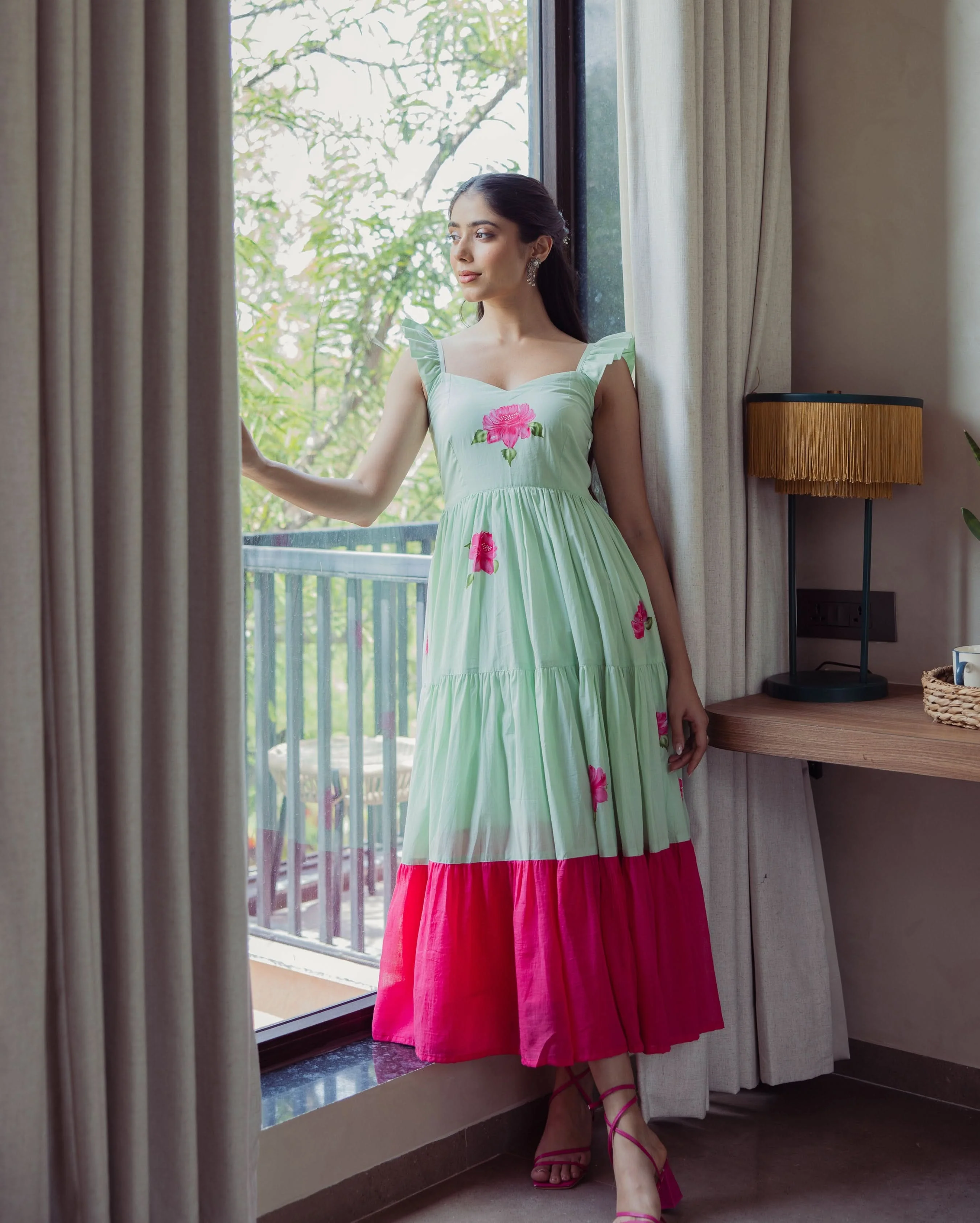 Muse Mint Handpainted Cotton Dress - Image 4