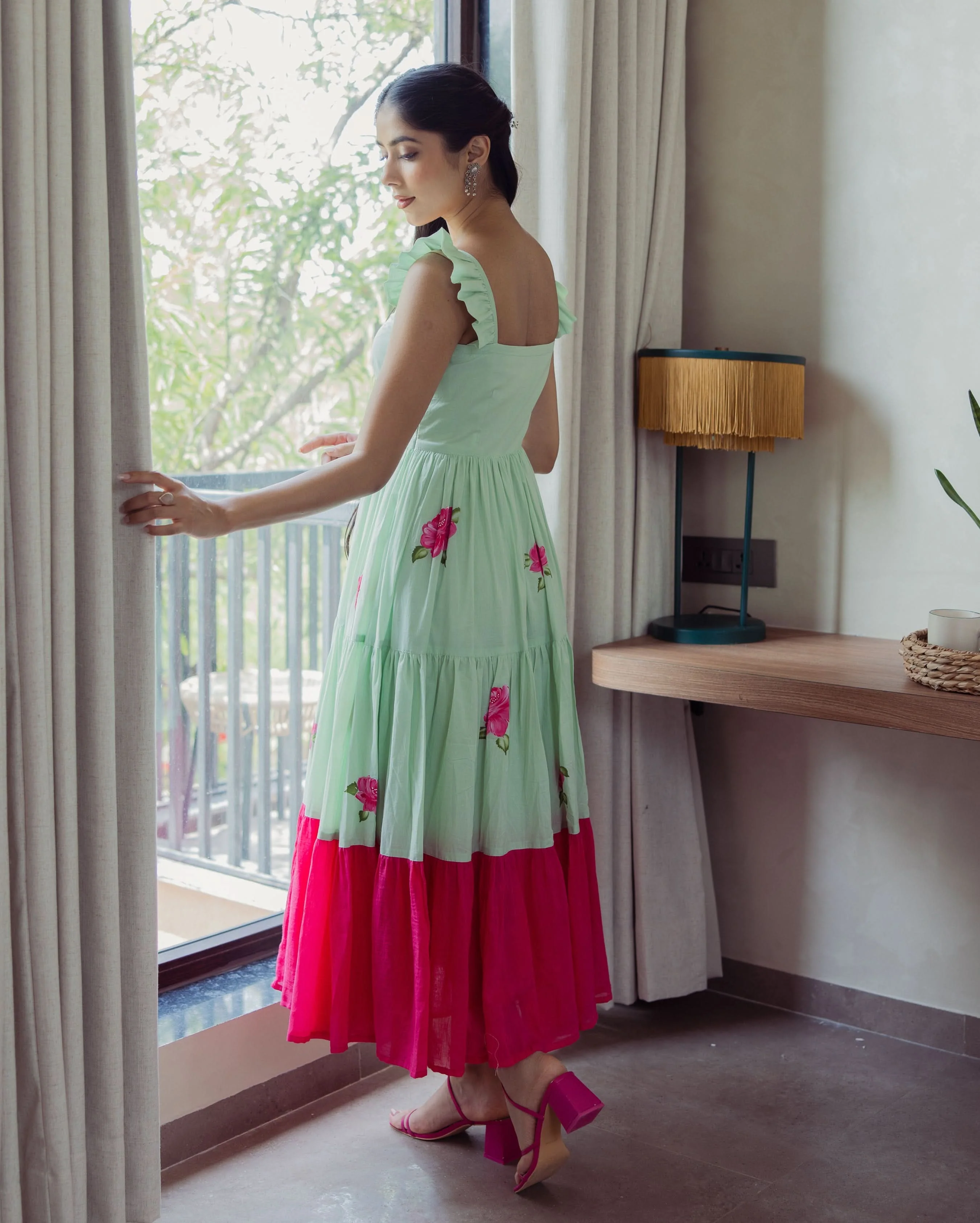 Muse Mint Handpainted Cotton Dress - Image 7