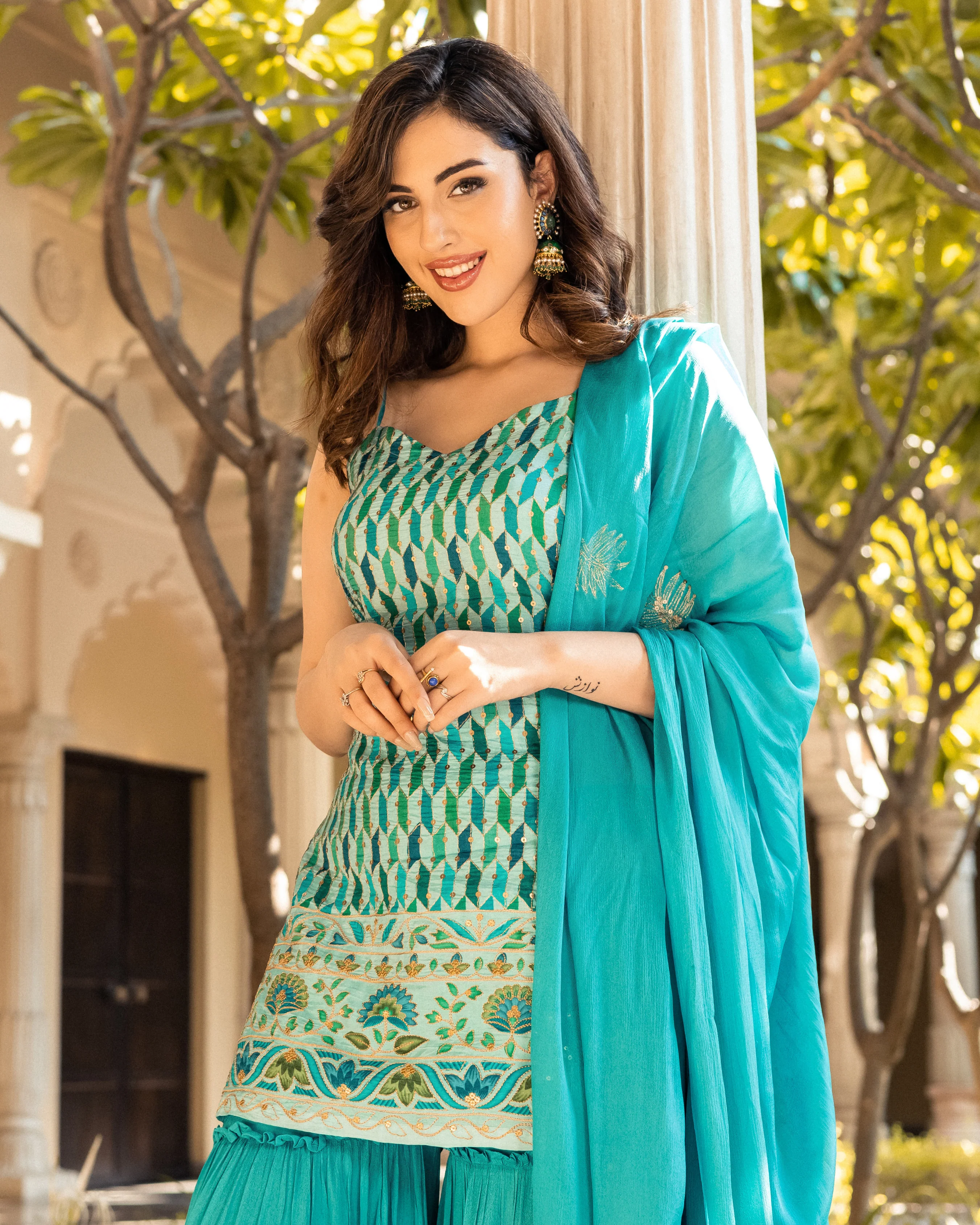 Nazreen Georgette Sharara Set - Image 3