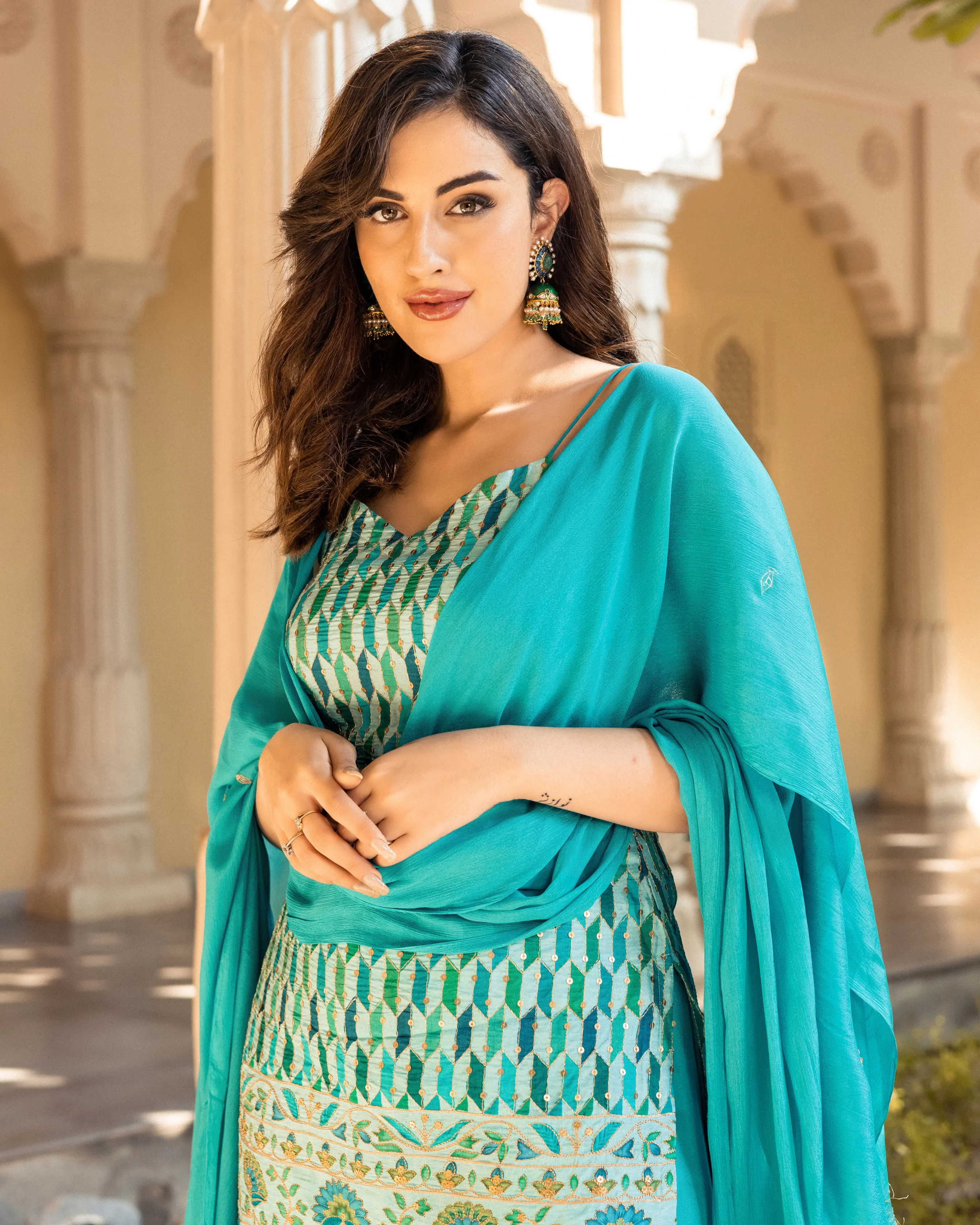 Nazreen Georgette Sharara Set - Image 9