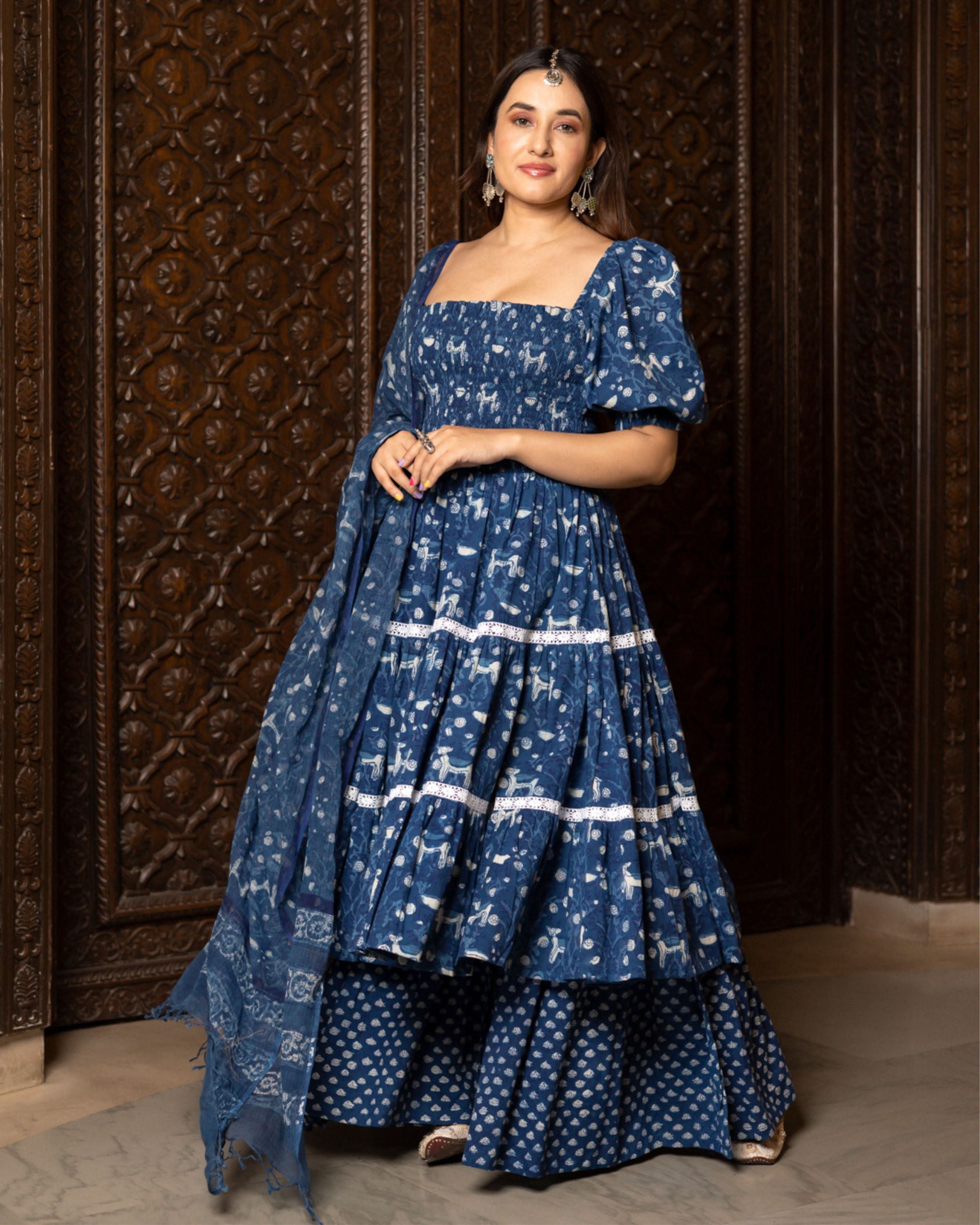 Nilgiri Handblock Tiered Sharara Set - Image 2