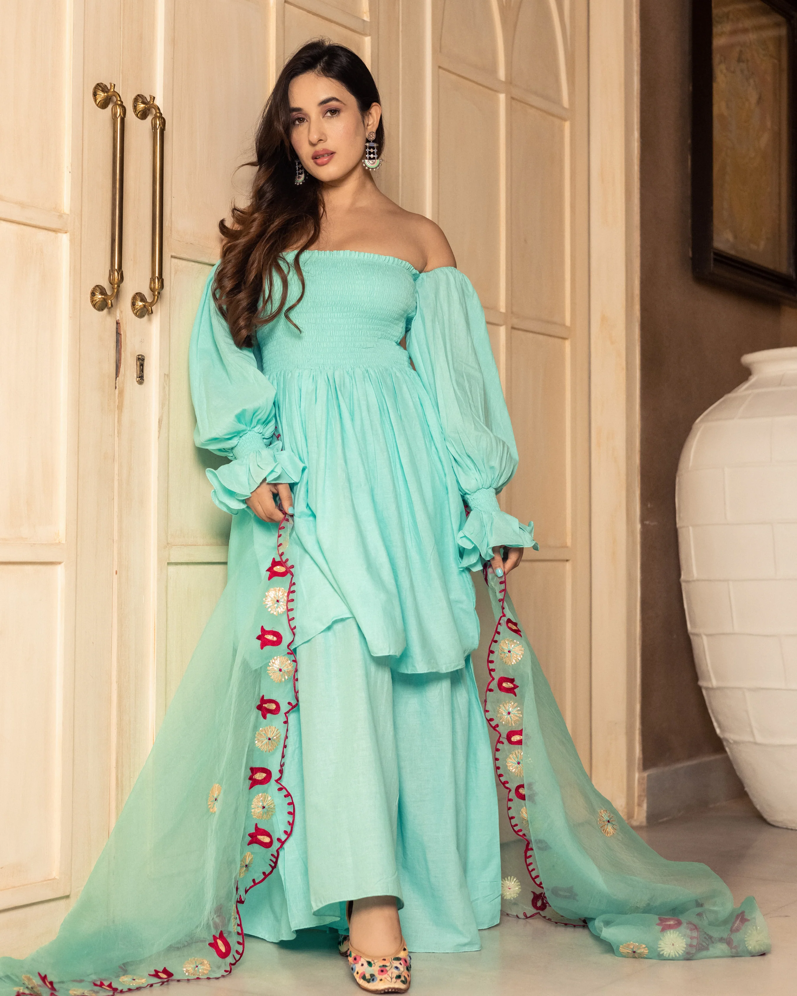 Nilkanta Embroidered Sharara Set - Image 8