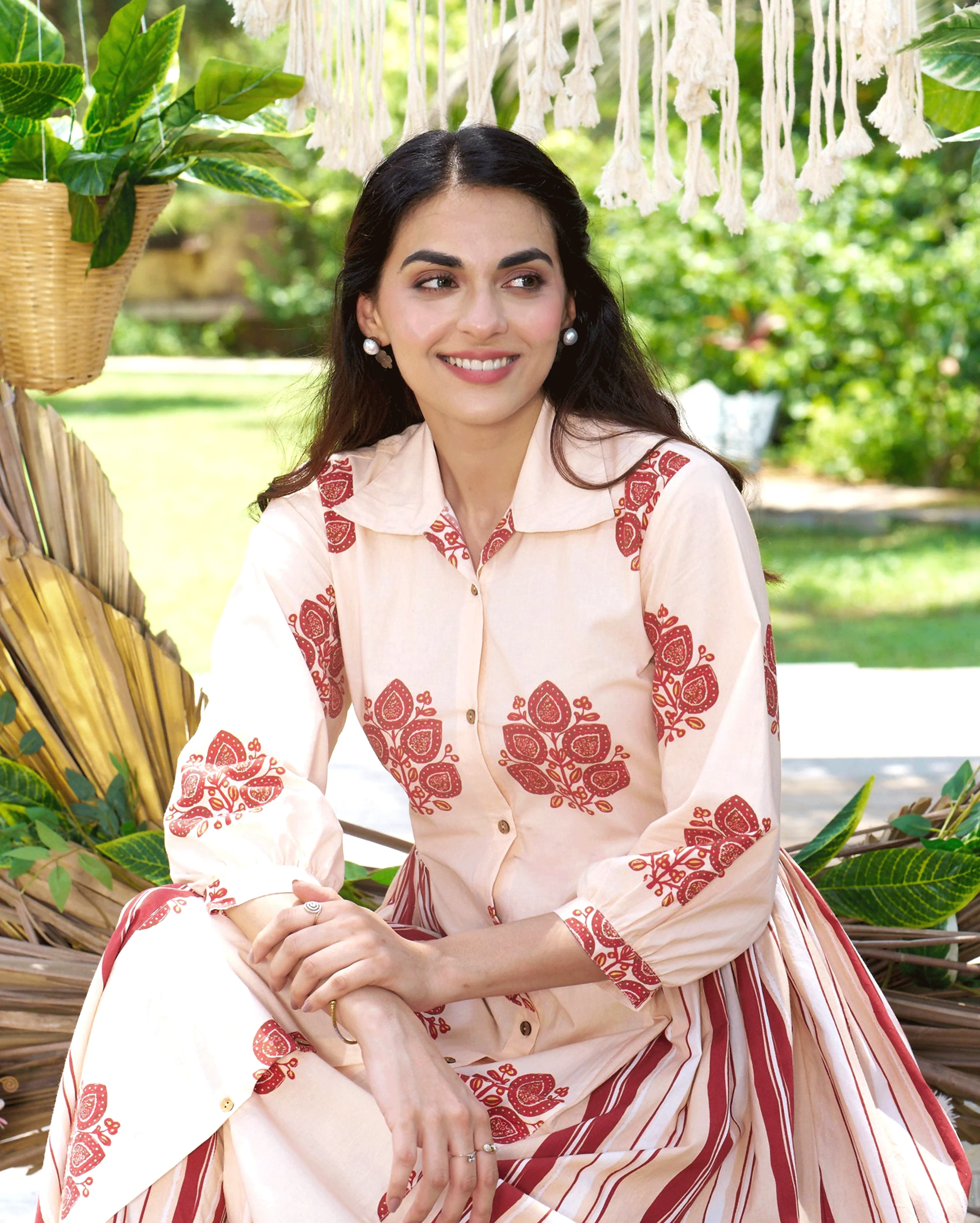 Noor Cream Printed Cotton Coord Set - Image 5