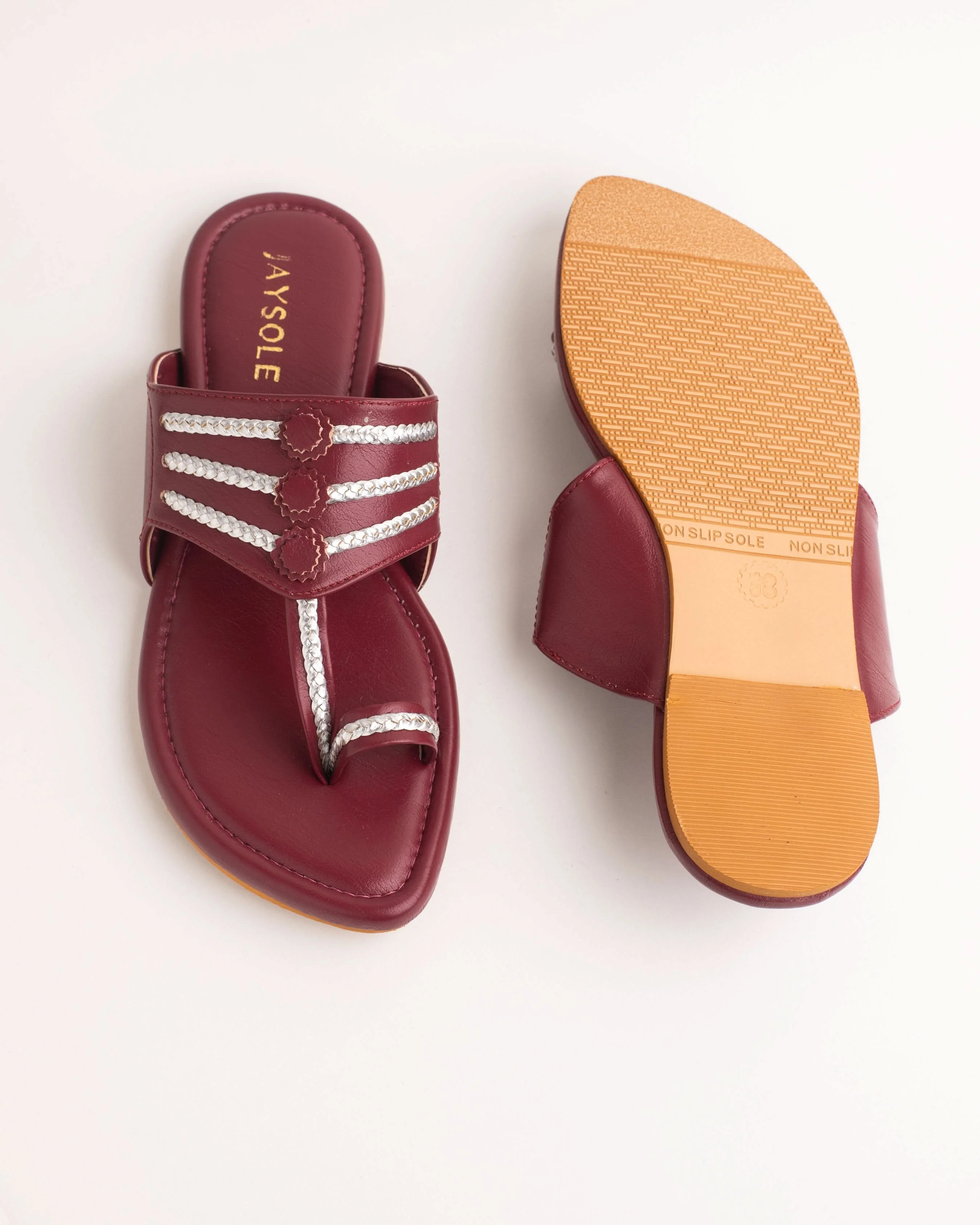 Noor Maroon Kolha Flats - Image 3