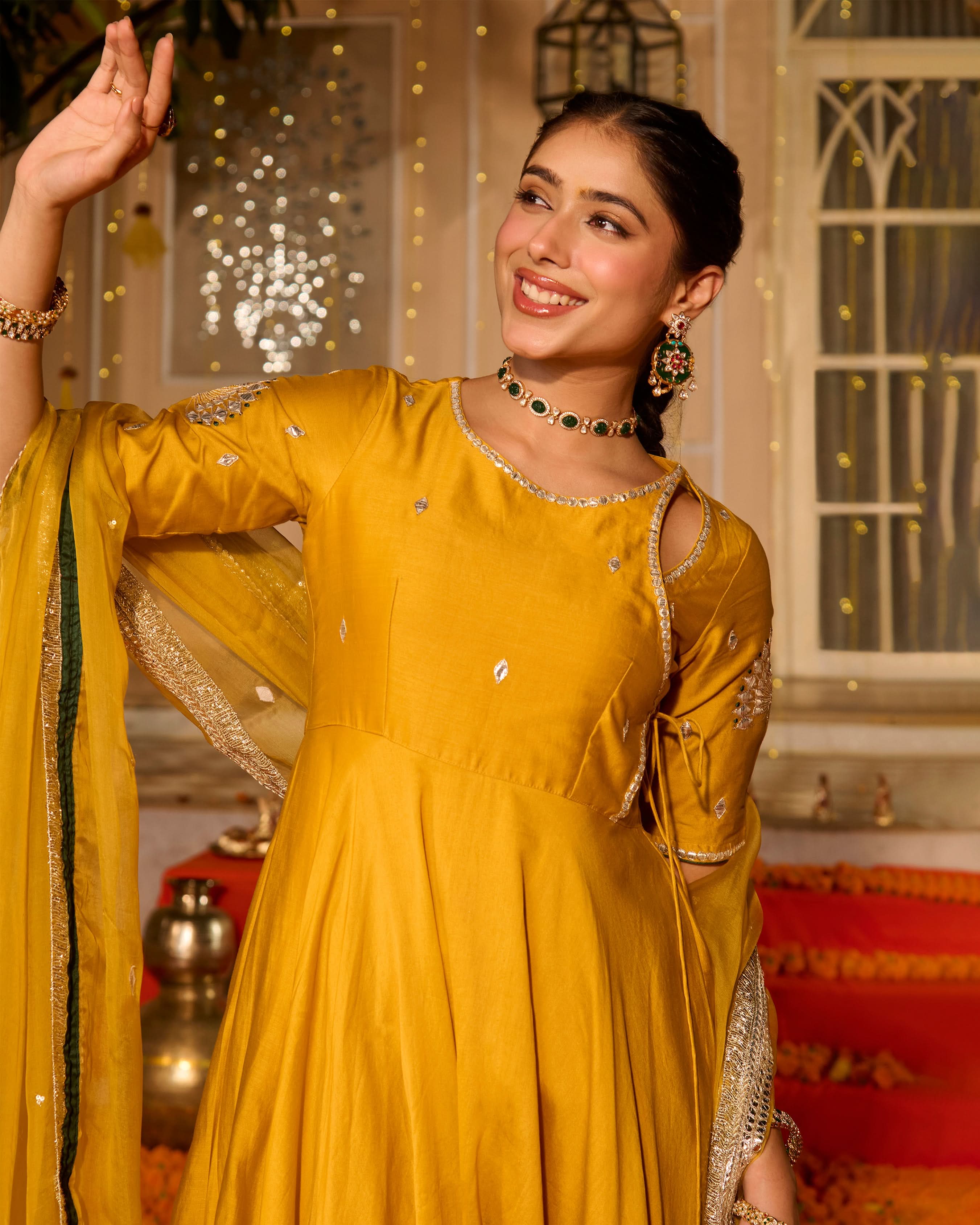 Noorani Yellow Solid Chanderi Suit Set - Image 5