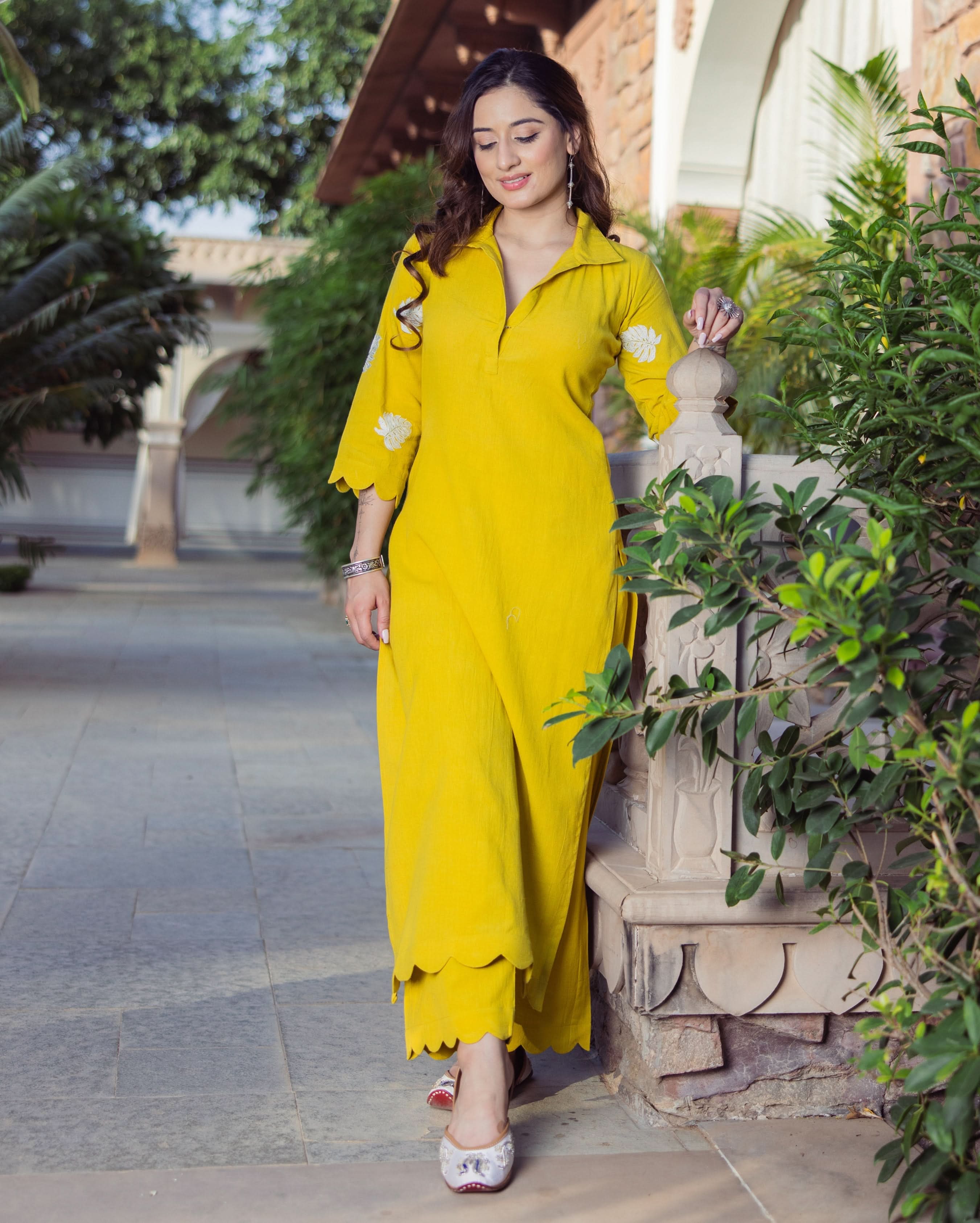 Nova Lime Green Embroidered Flex Kurta Set - Image 3