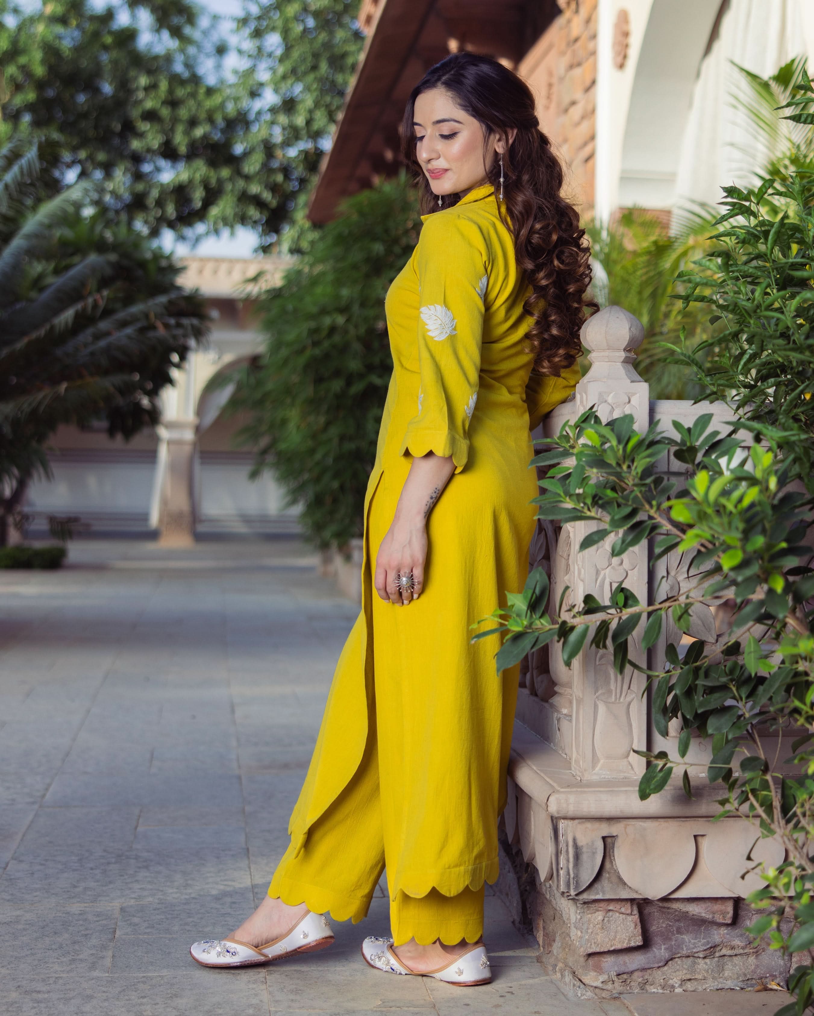 Nova Lime Green Embroidered Flex Kurta Set - Image 4