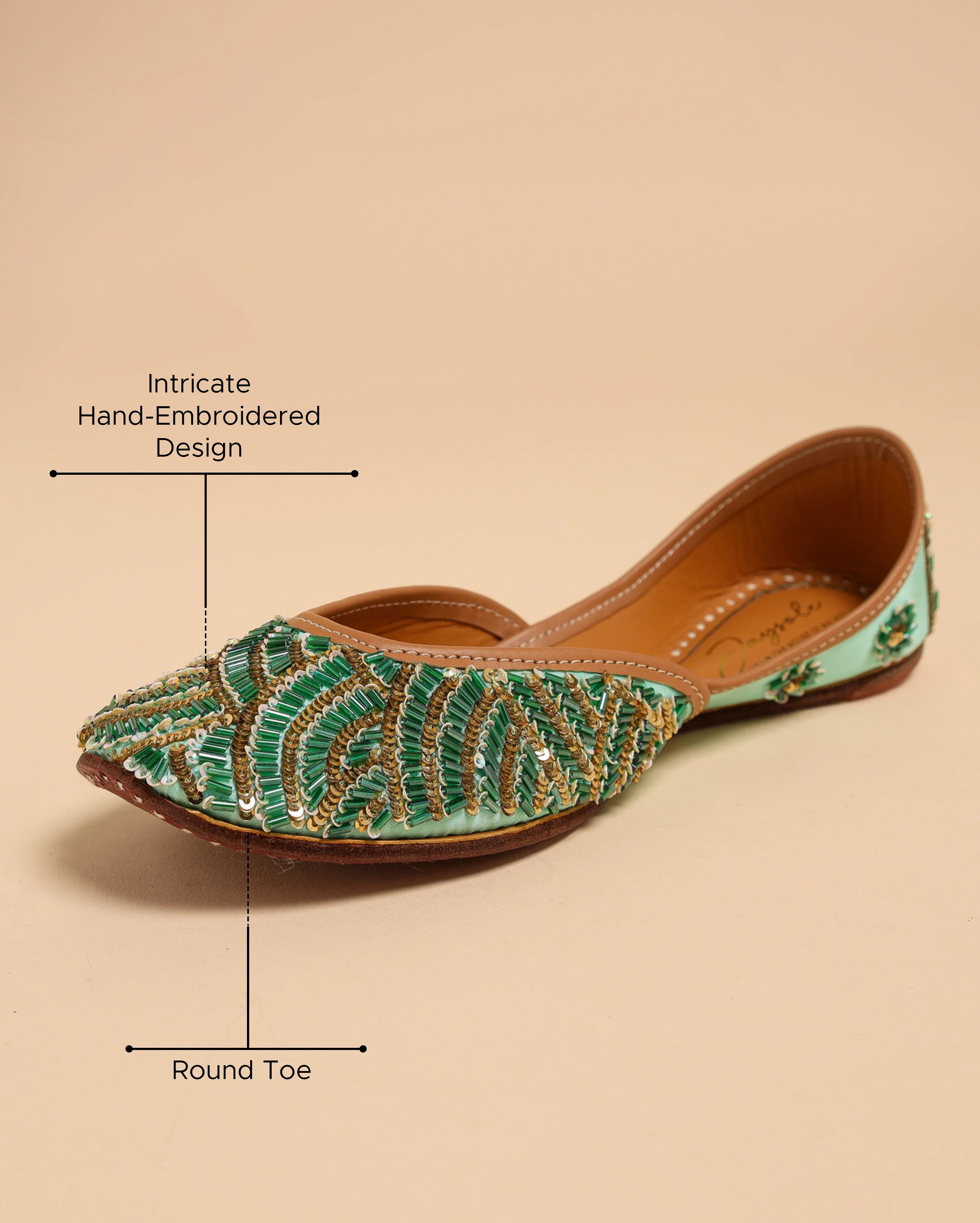 Old Green Handcrafted Jutti - Image 4