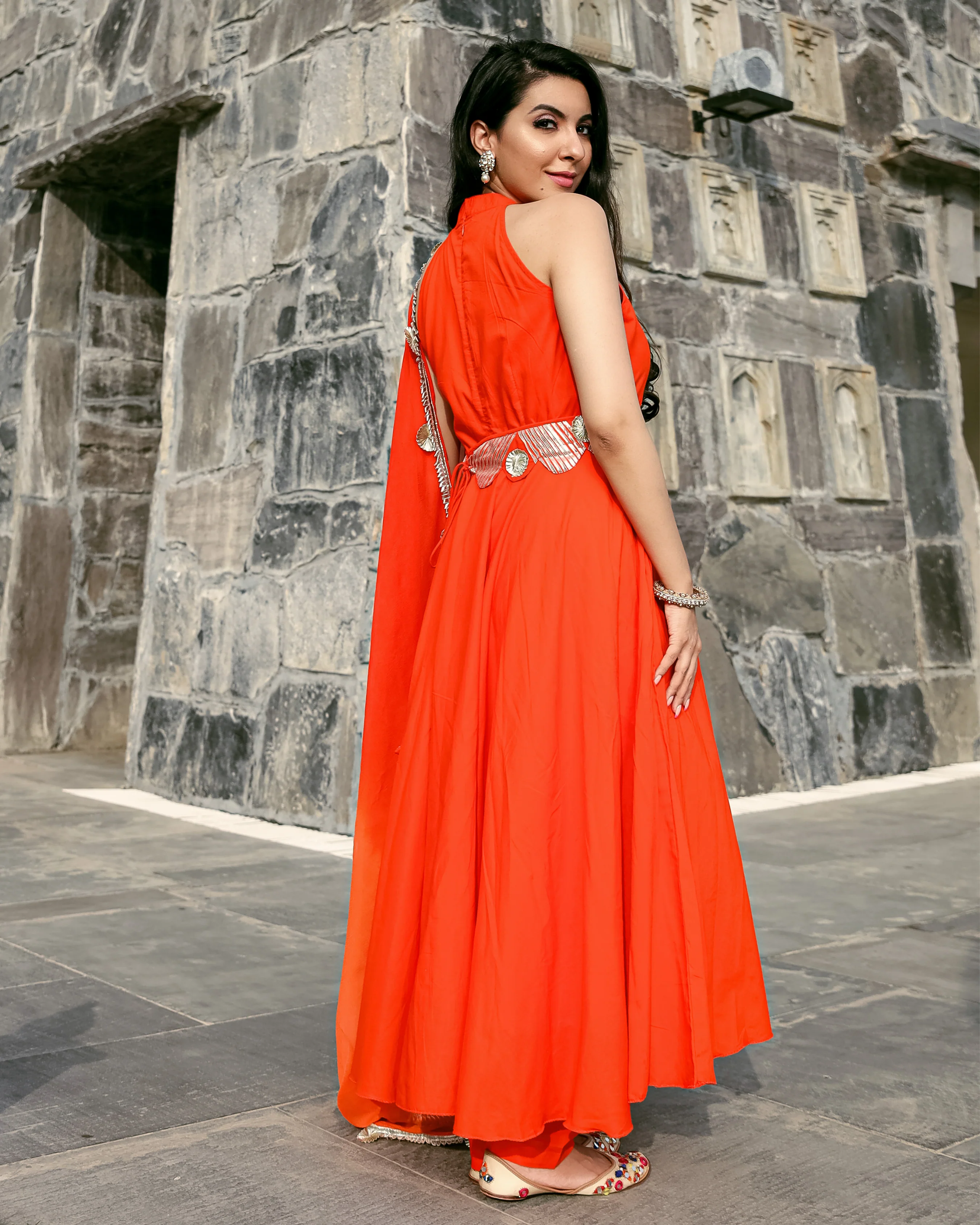 Orange Muse Leheriya Gota Suit Set - Image 3