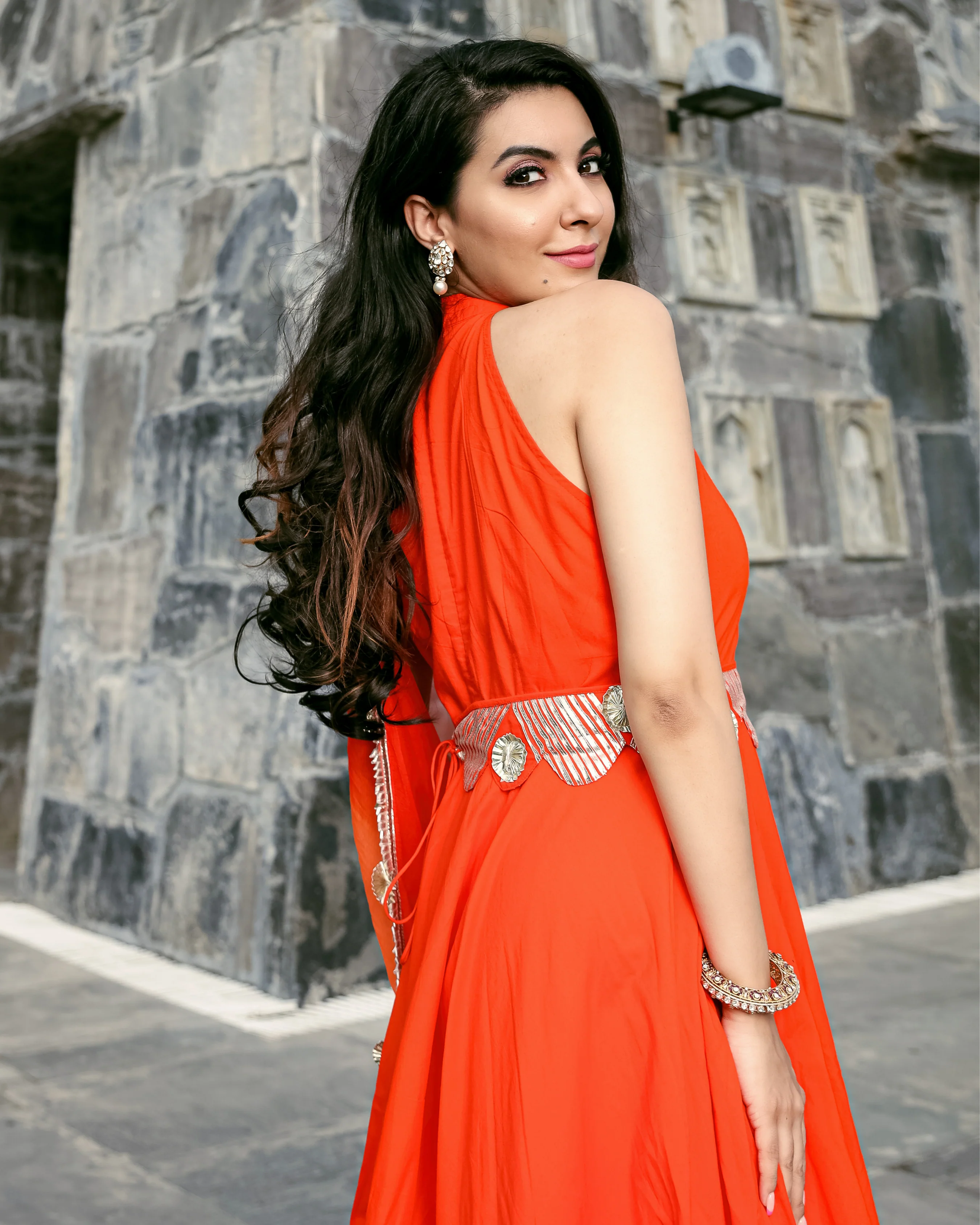 Orange Muse Leheriya Gota Suit Set - Image 7