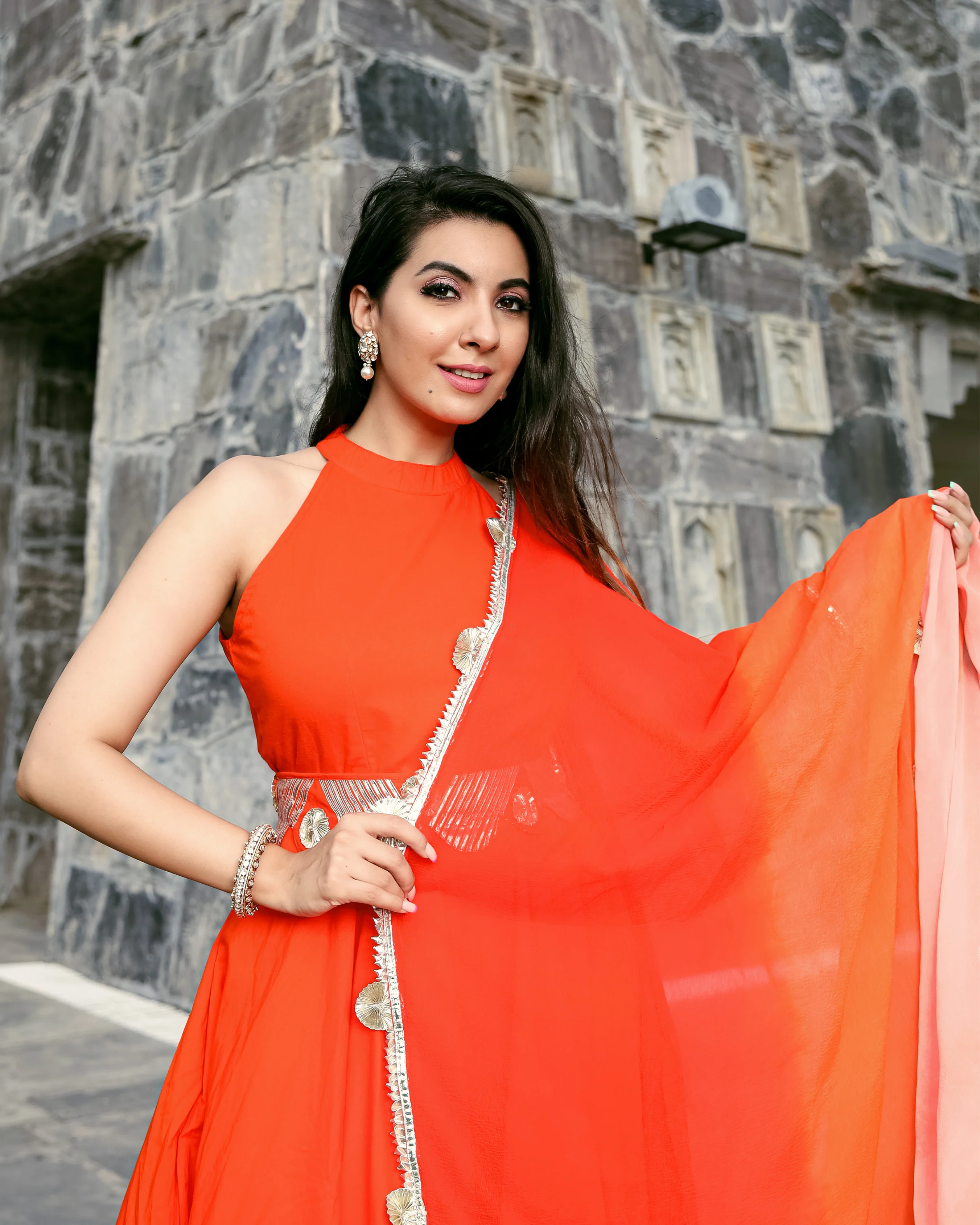 Orange Muse Leheriya Gota Suit Set - Image 8