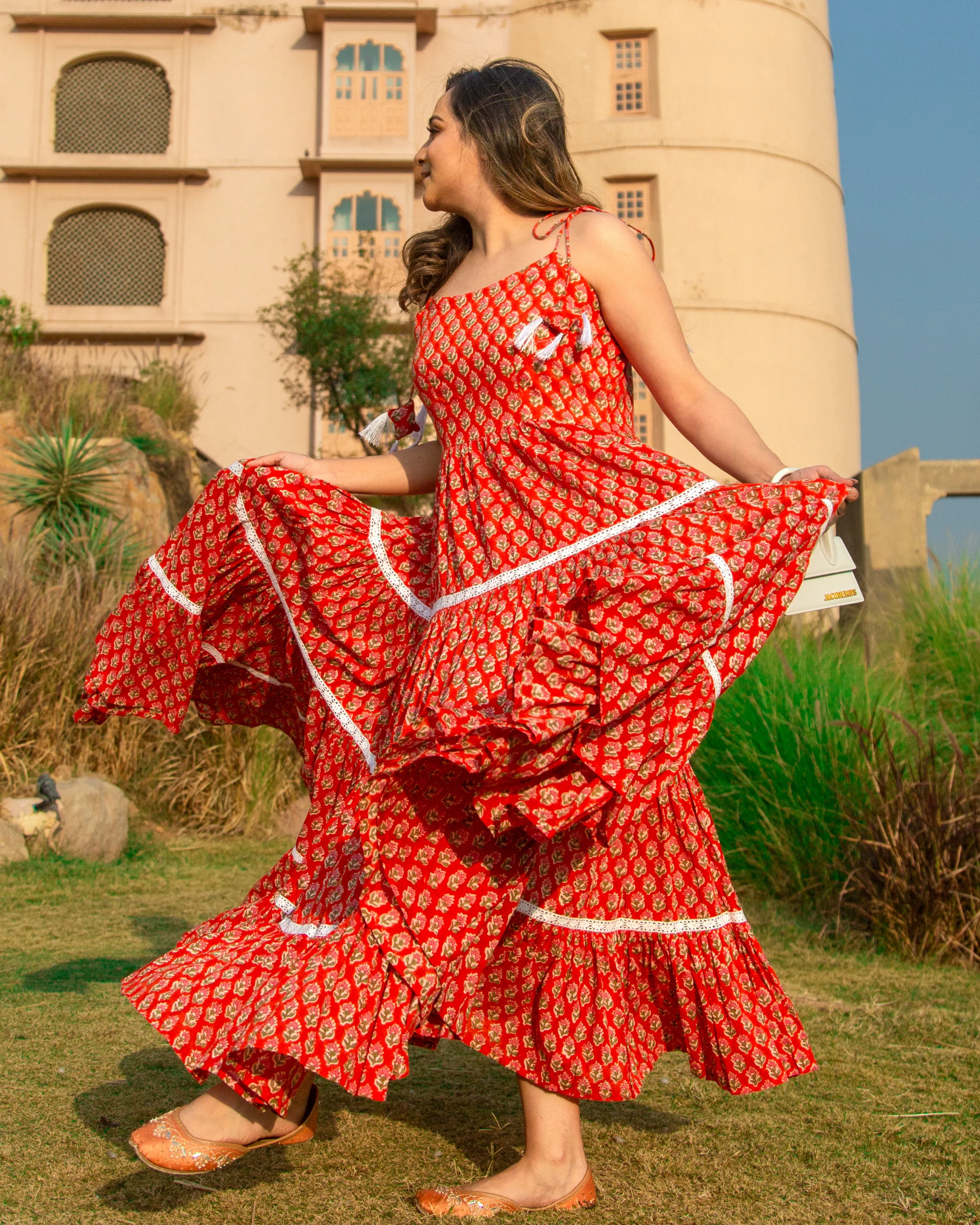 ORANGE PEEL HANDBLOCK COTTON DRESS - Image 7