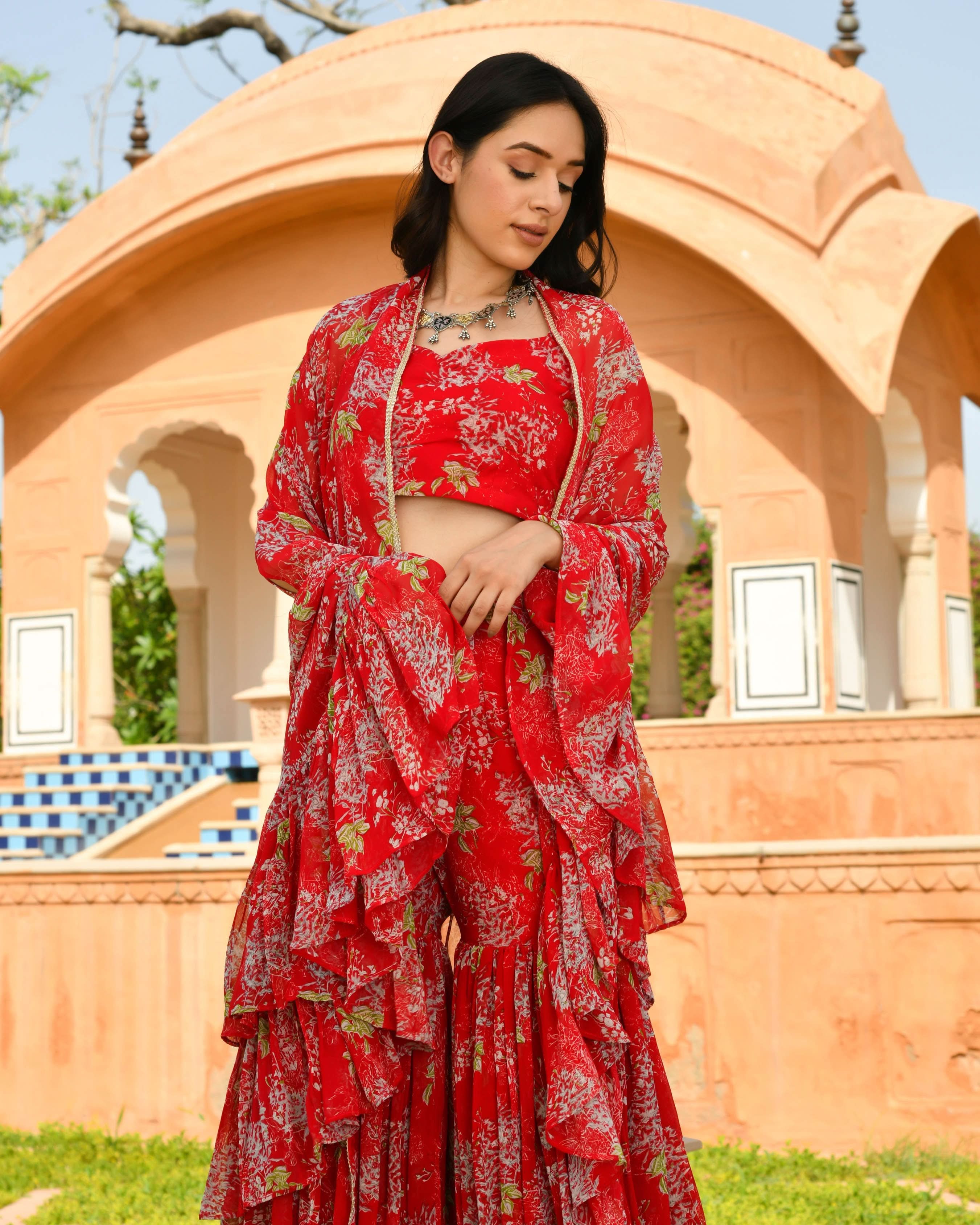 Oviya Georgette Cape Sharara Set - Image 6