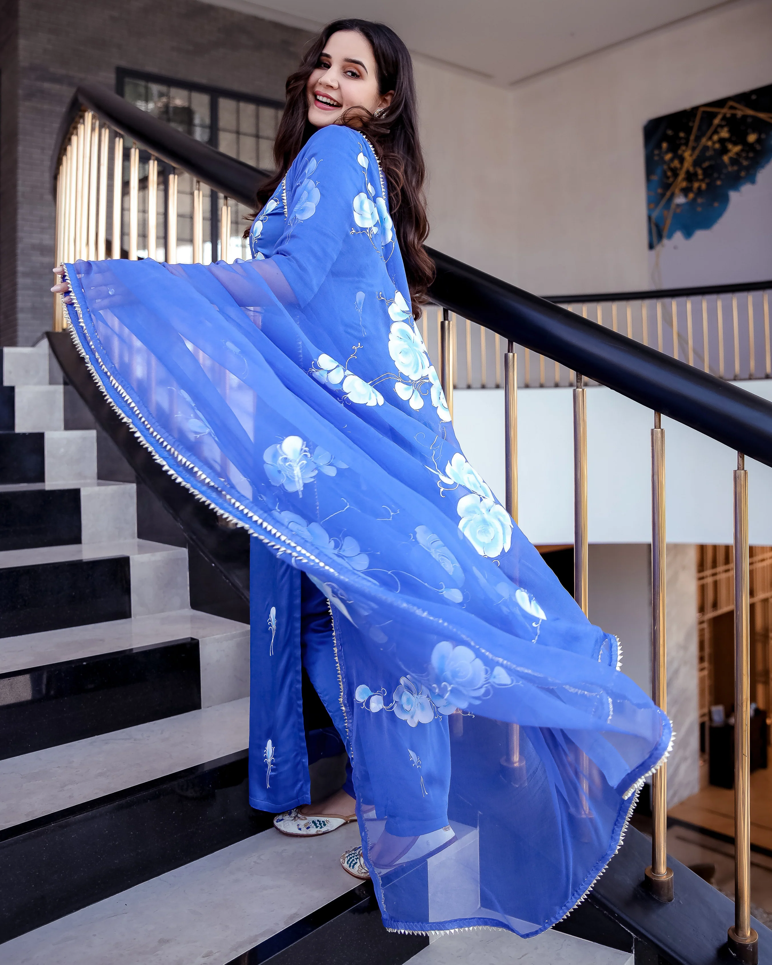 Pacific Blue Handpainted Suit Set - Image 3