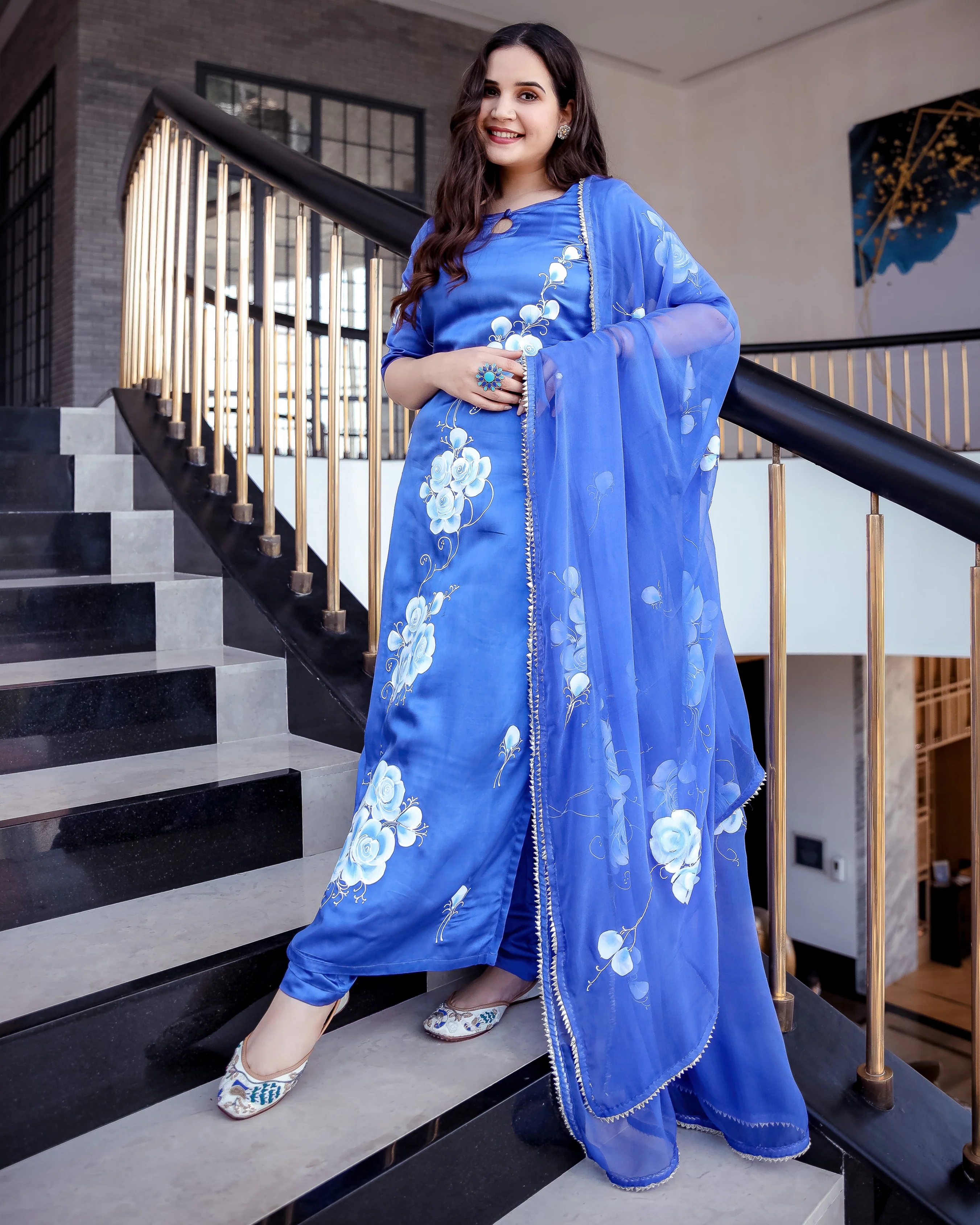 Pacific Blue Handpainted Suit Set - Image 4