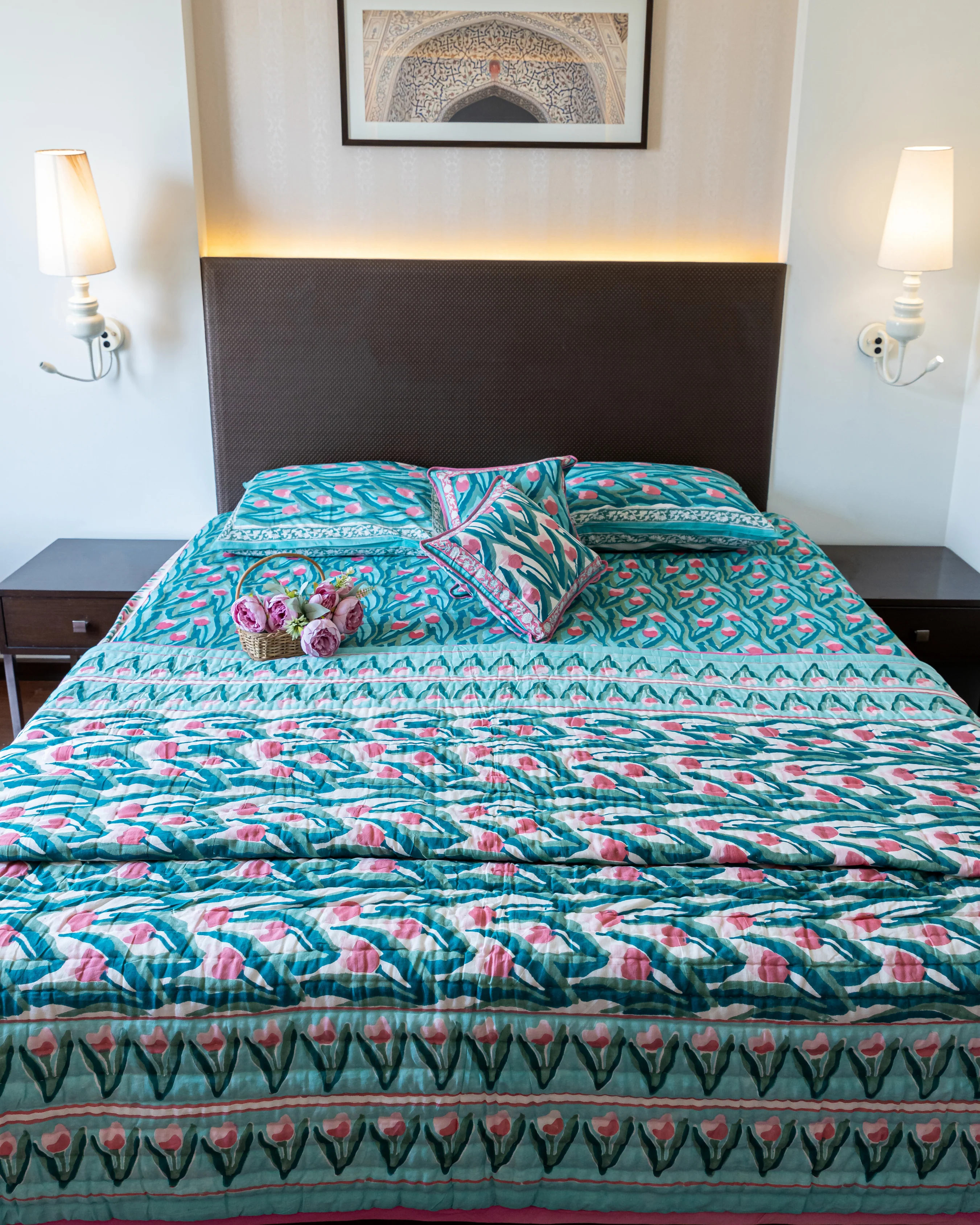 Pacific Handblock Printed Cotton Quilt - Image 3