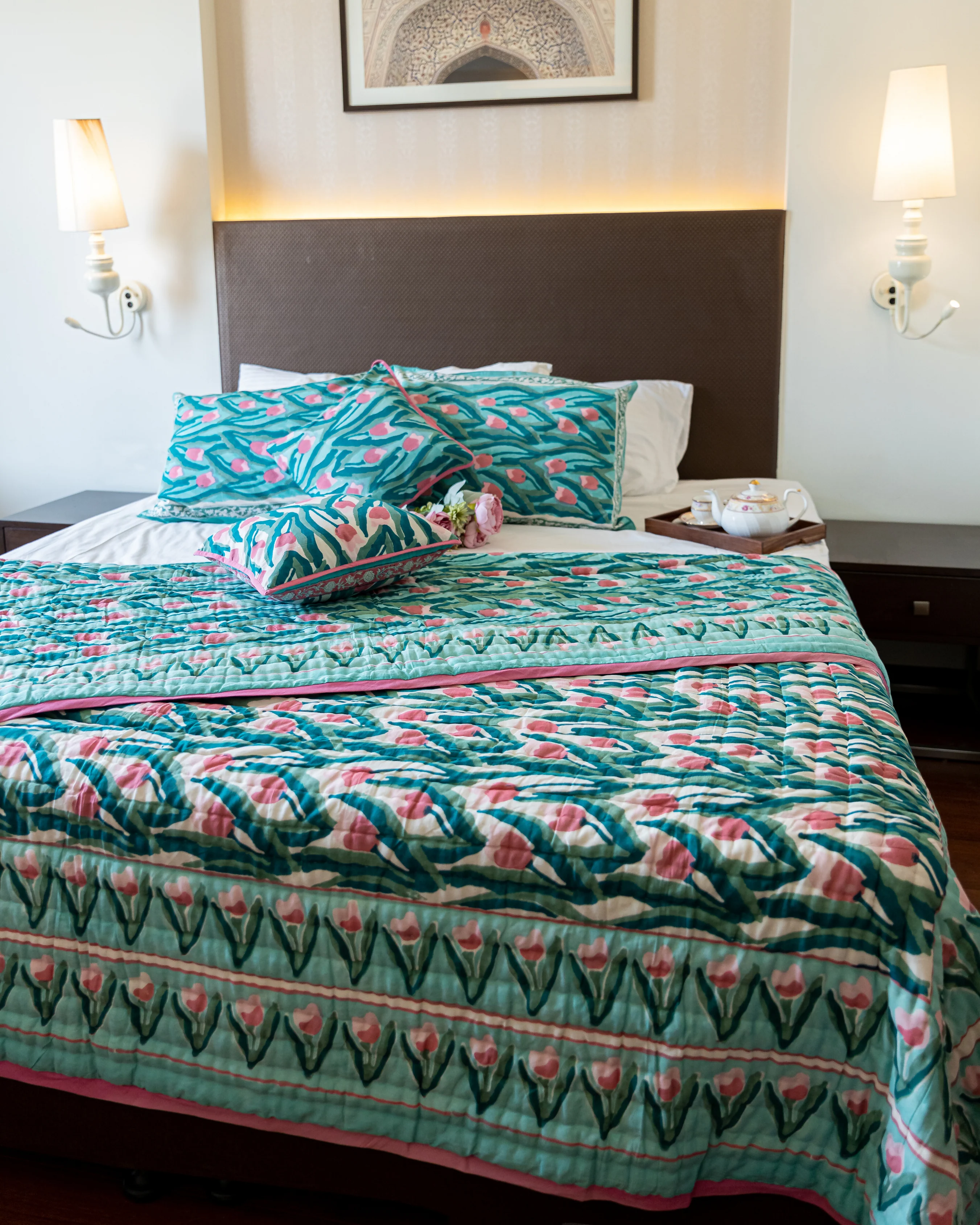 Pacific Handblock Printed Cotton Quilt - Image 4