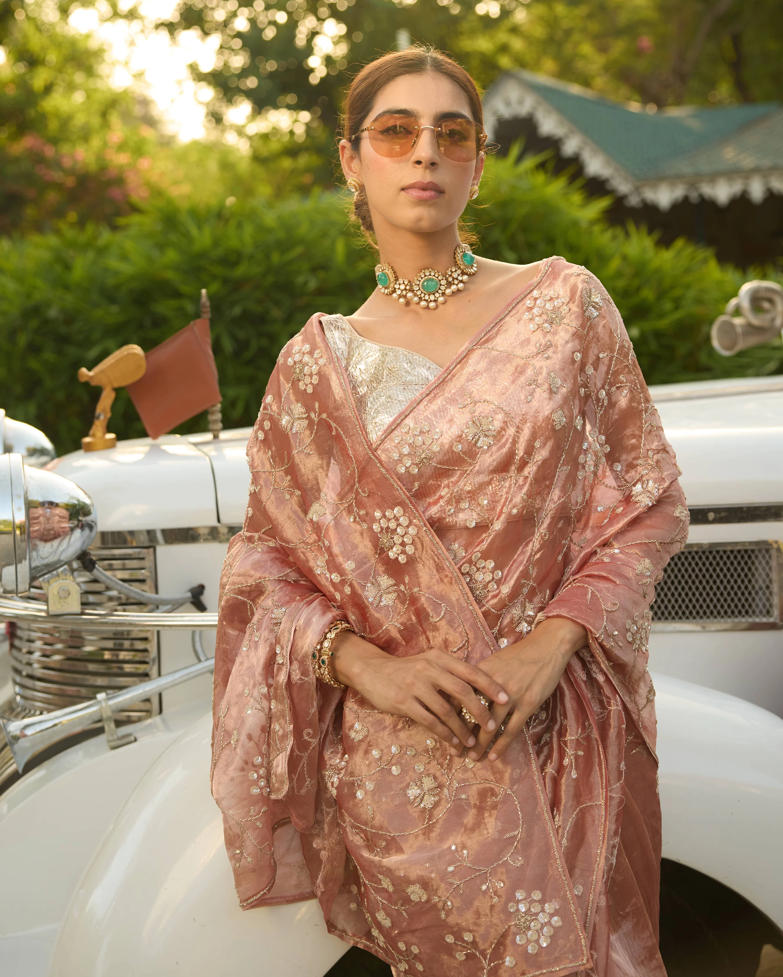 Padmini Peach Handcrafted Pure Tissue Saree - Image 5