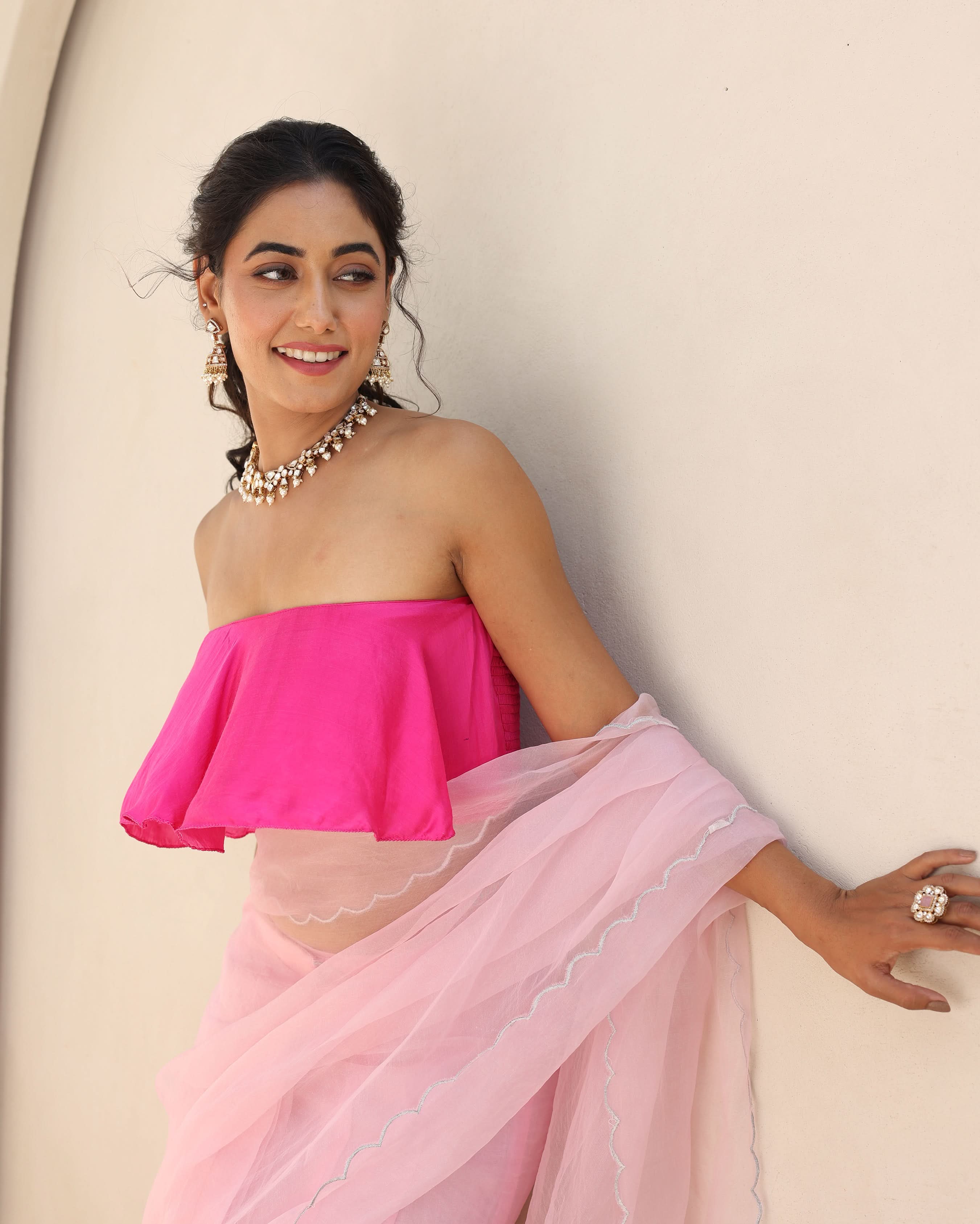 Pakhi Pink Satin Blouse - Image 3