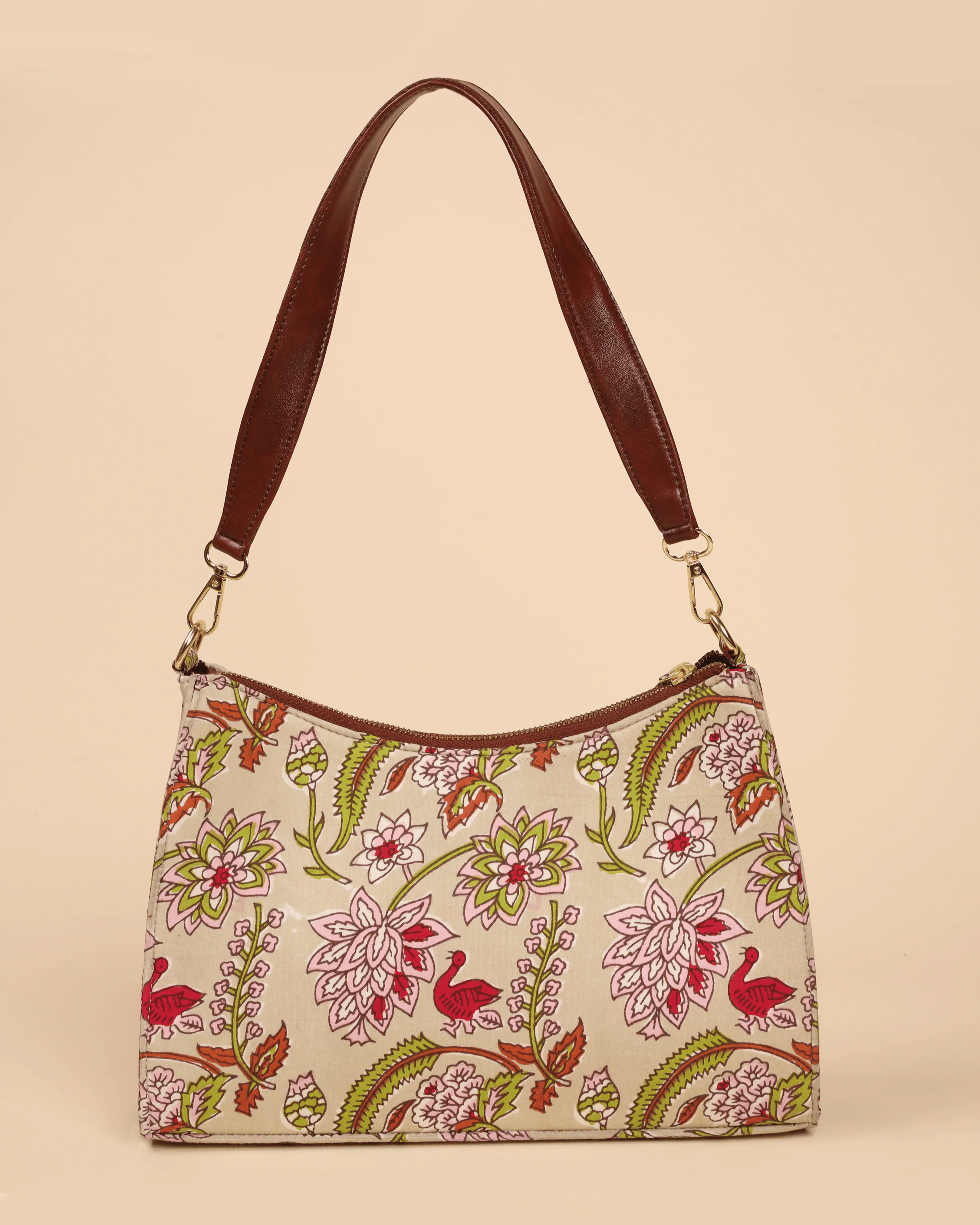 Pale Primrose Handblock Baguette Bag - Image 4