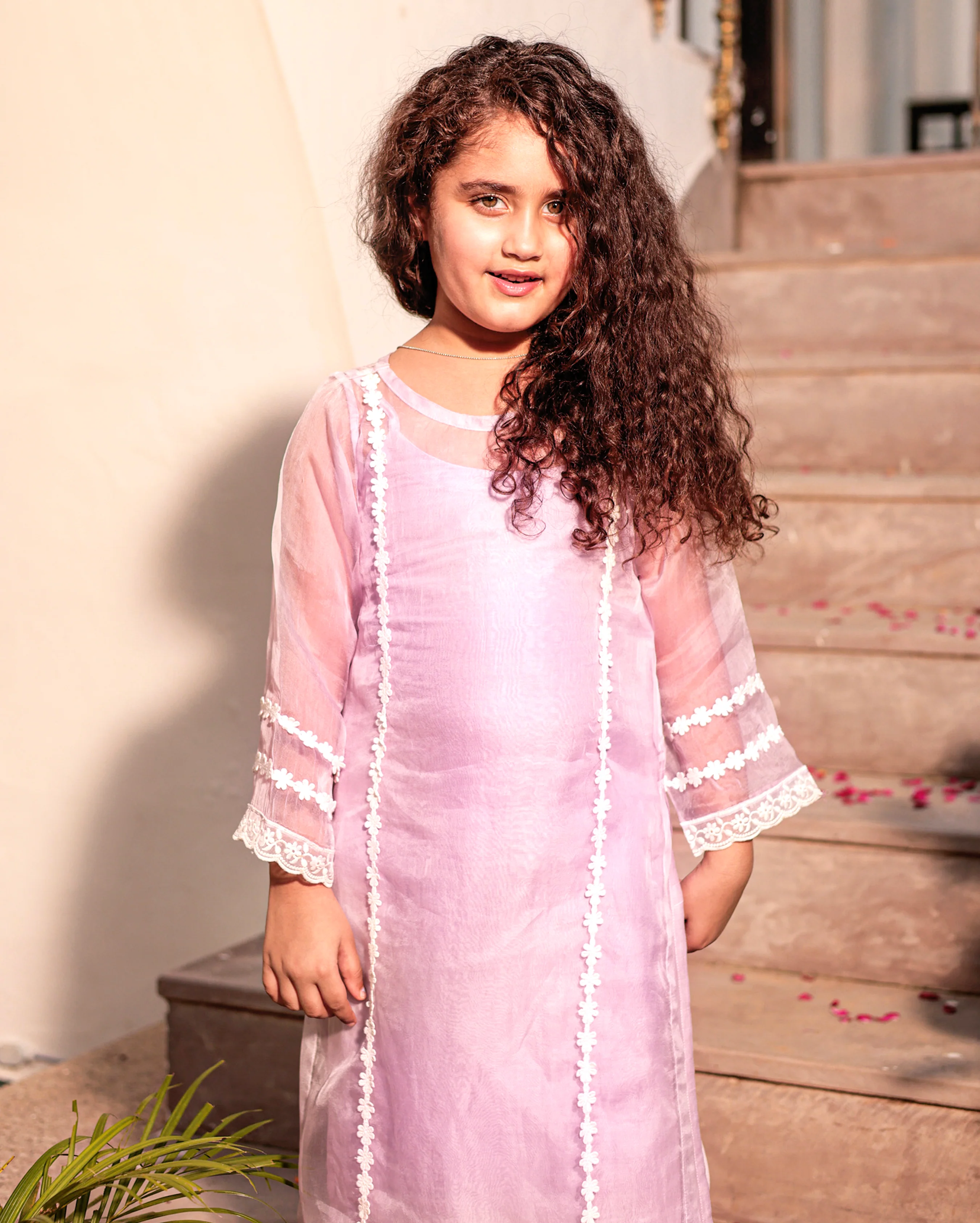 Pastel Poise Lavender Organza Kurta Set - Image 5