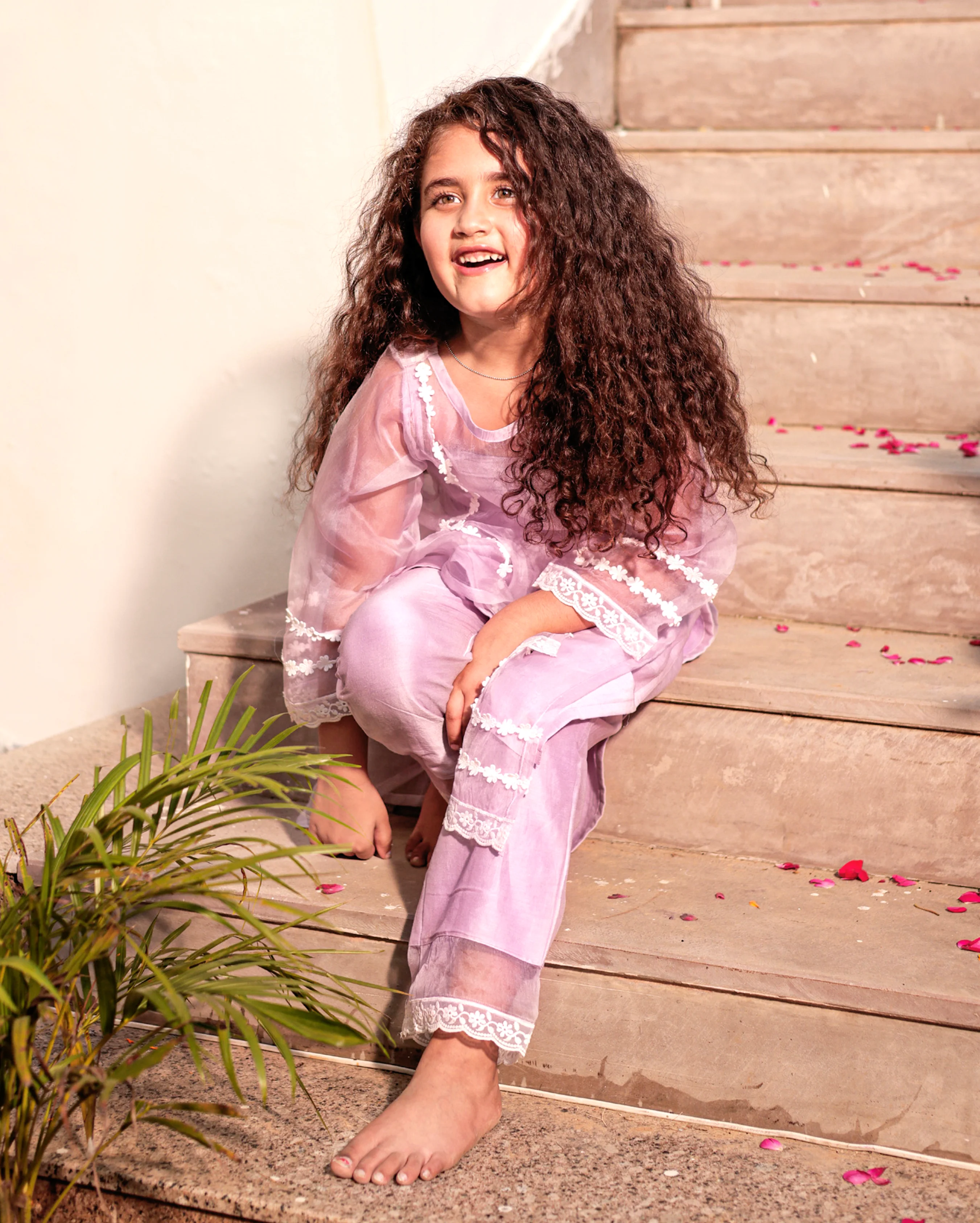 Pastel Poise Lavender Organza Kurta Set - Image 6